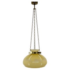 Retro 1950's Glass & Brass Pendant Light