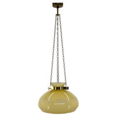 Vintage 1950's Glass & Brass Pendant Light