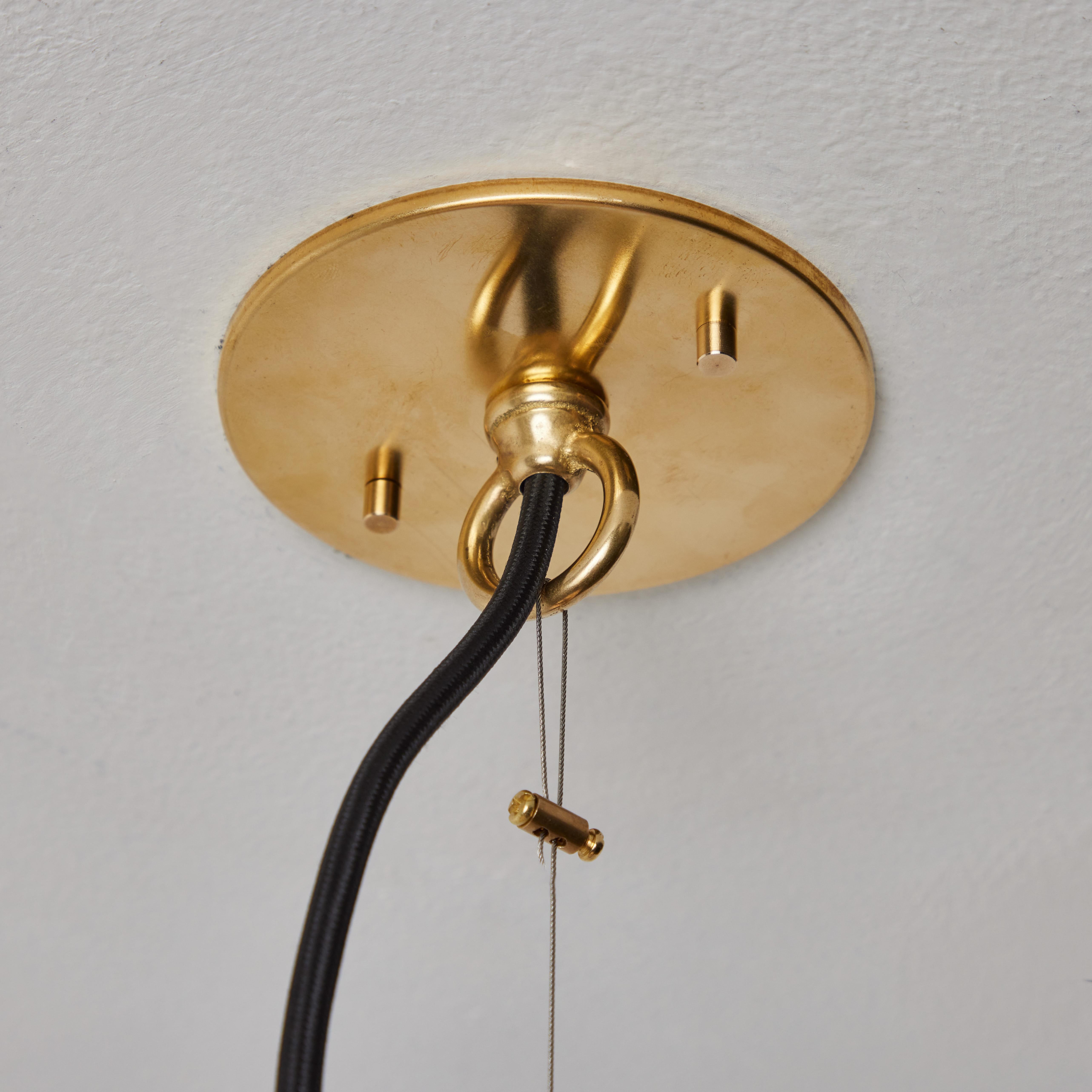 1950s Glass & Brass Suspension Lamp Attributed to Stilnovo 5