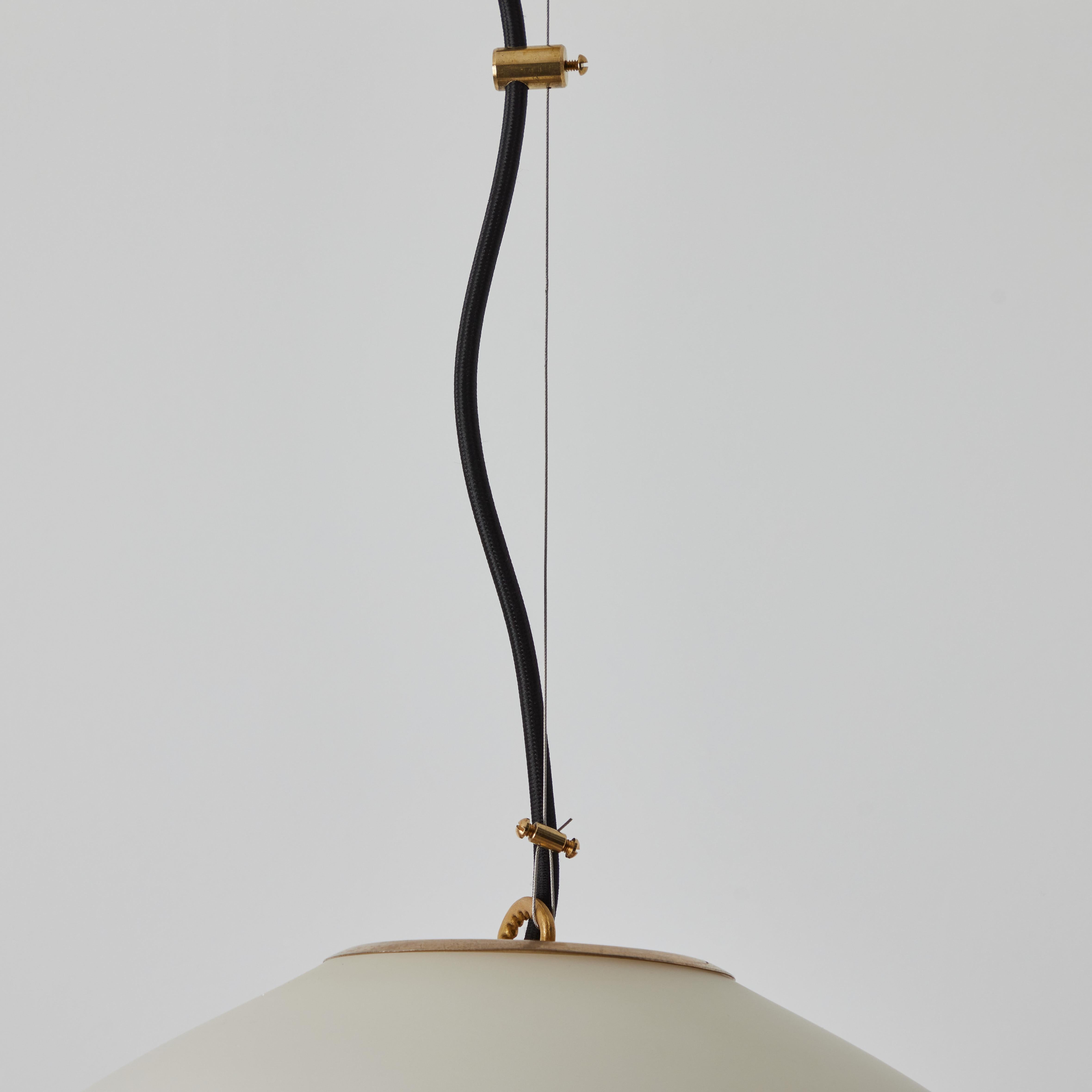 1950s Glass & Brass Suspension Lamp Attributed to Stilnovo 6