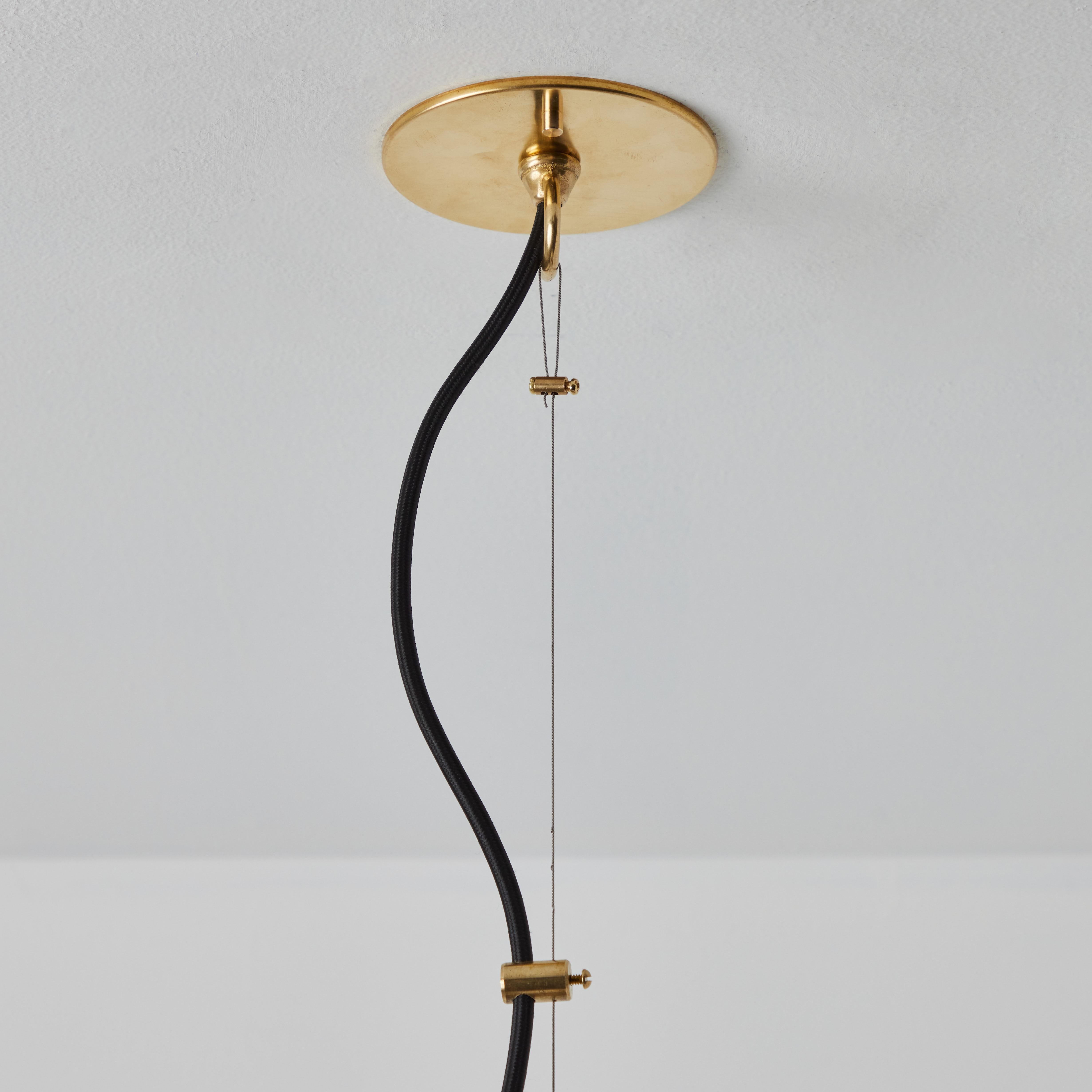 1950s Glass & Brass Suspension Lamp Attributed to Stilnovo 7