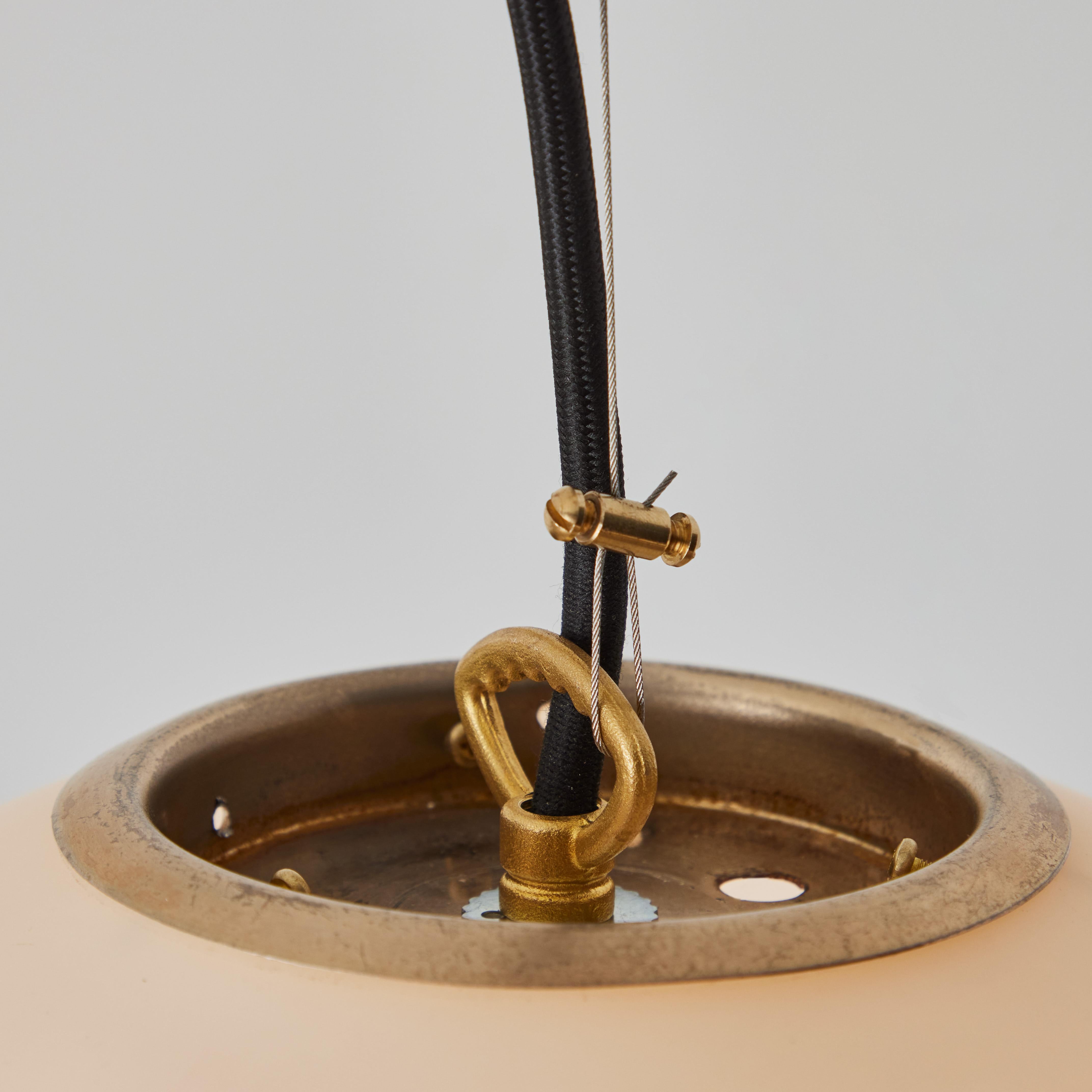 1950s Glass & Brass Suspension Lamp Attributed to Stilnovo 8