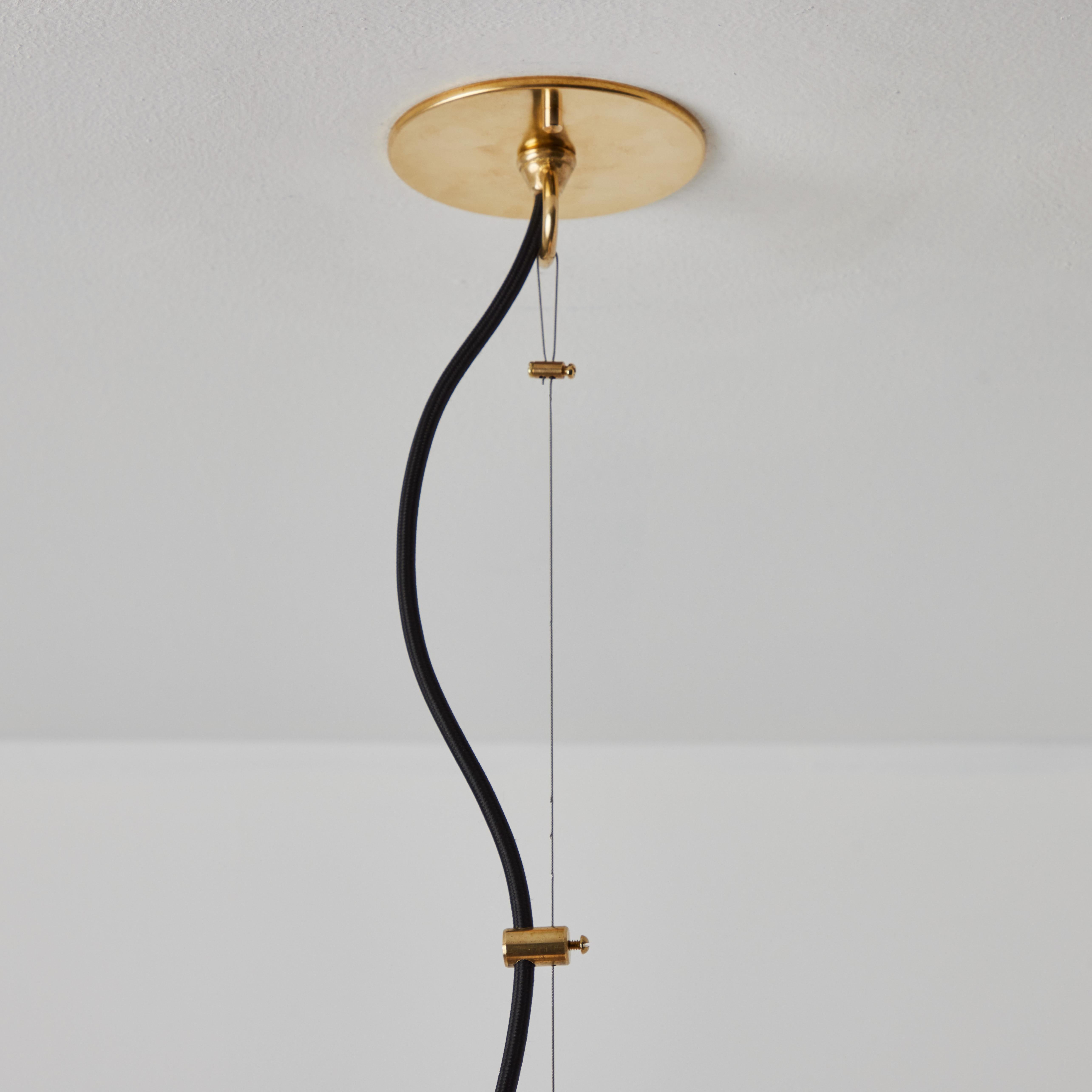 1950s Glass & Brass Suspension Lamp Attributed to Stilnovo 2