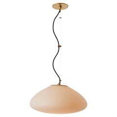 1950s Glass 
Brass Suspension Lamp Attributed to Stilnovo