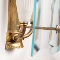 1950's Glass & Brass Wall Light Attributed to Fontana Arte
