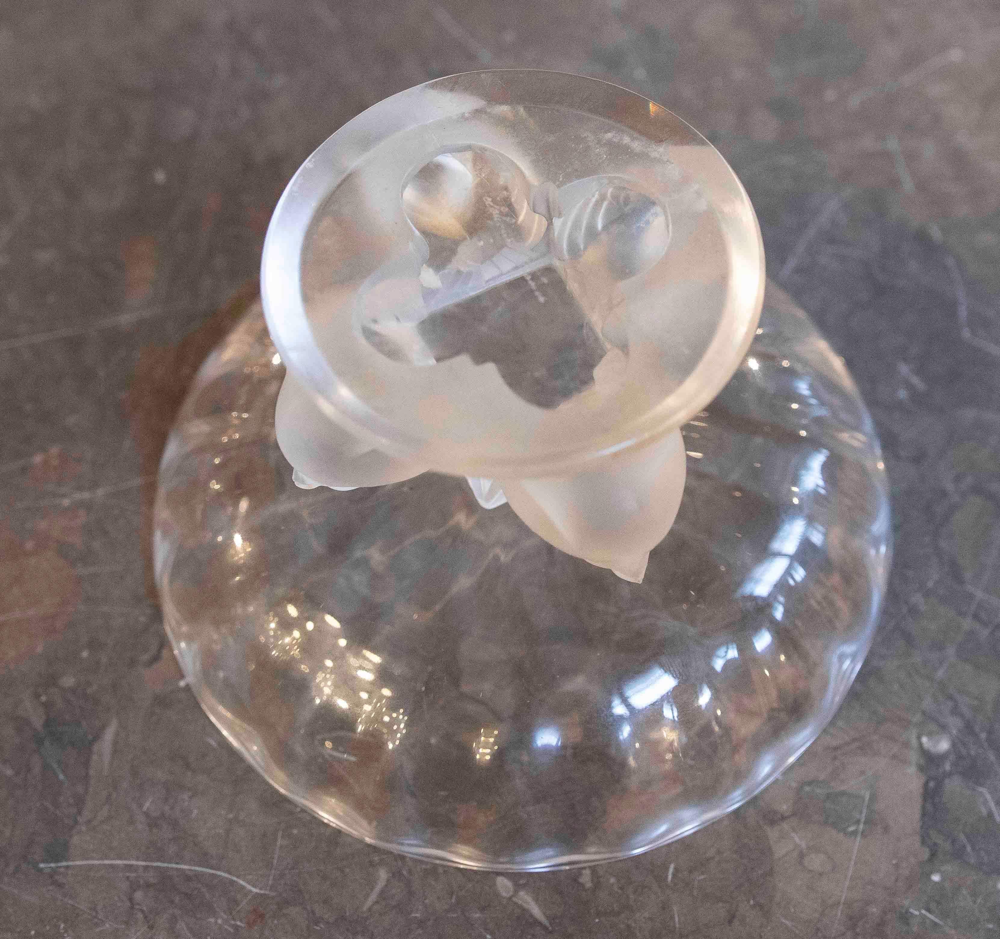 Centre de table en verre des années 1950 avec motif d'oiseaux en vente 4