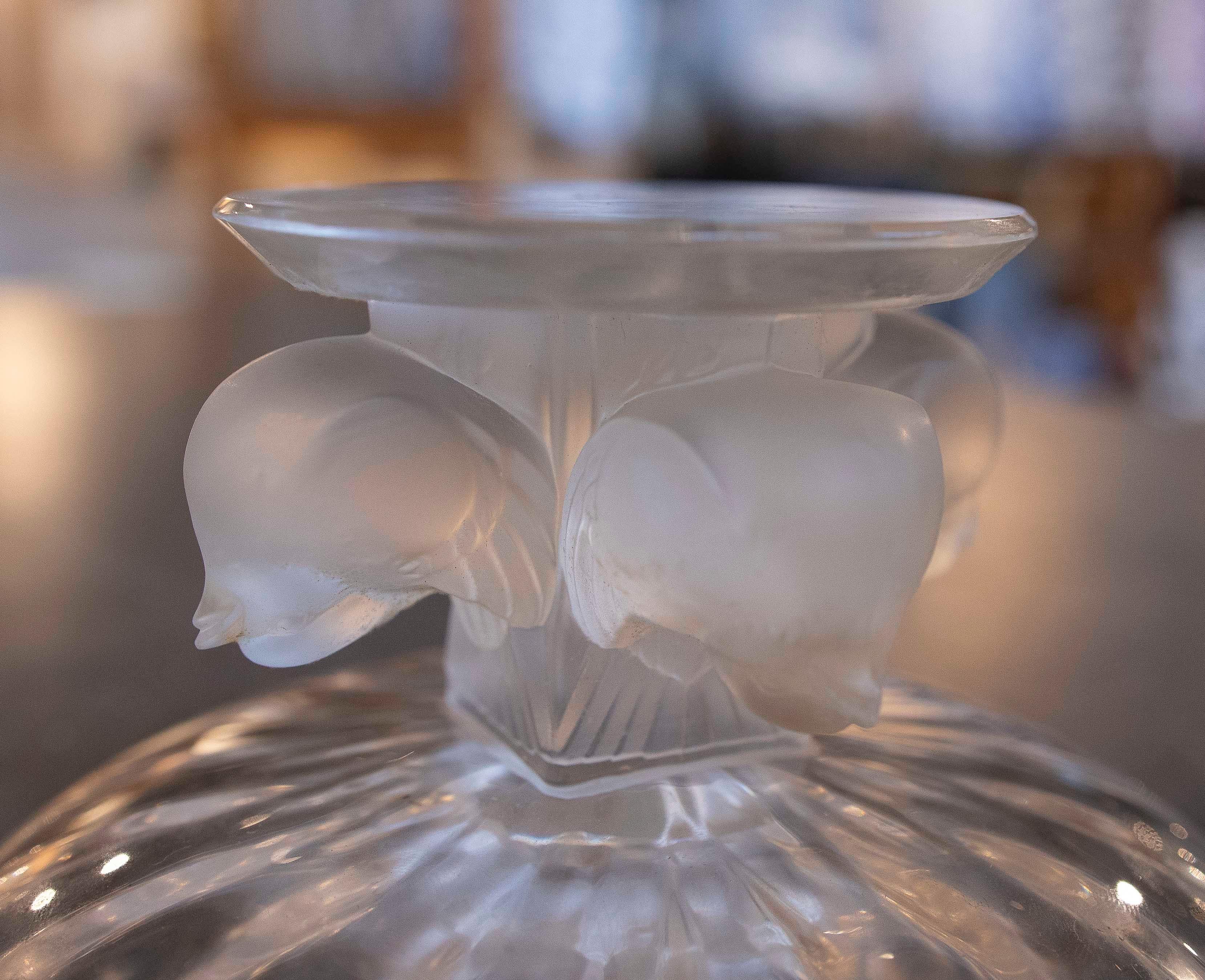 Centre de table en verre des années 1950 avec motif d'oiseaux en vente 5