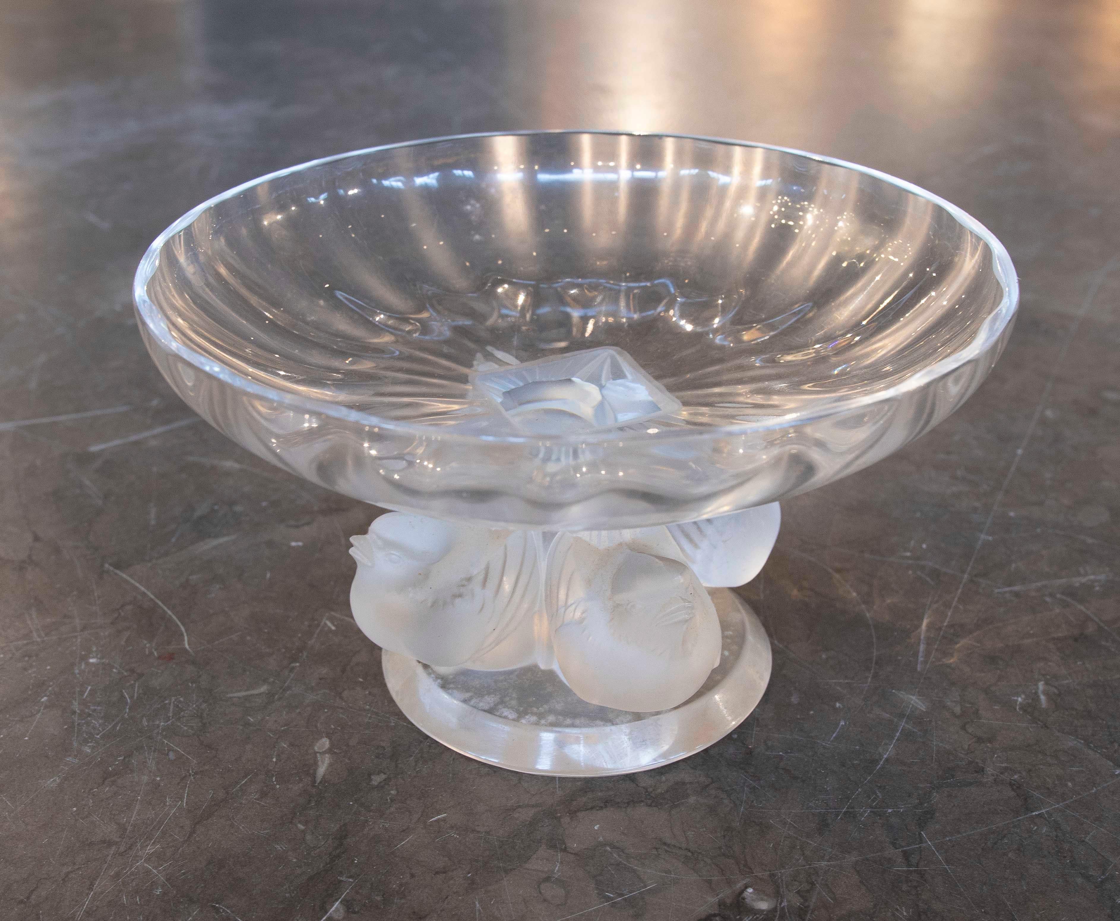 Centre de table en verre des années 1950 avec motif d'oiseaux Bon état - En vente à Marbella, ES
