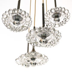 1950s Glass and Chrome 7 Flower Chandelier