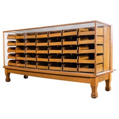 Used 1950's Glass Fronted  Haberdashery Cabinet - Thirty Five Drawer