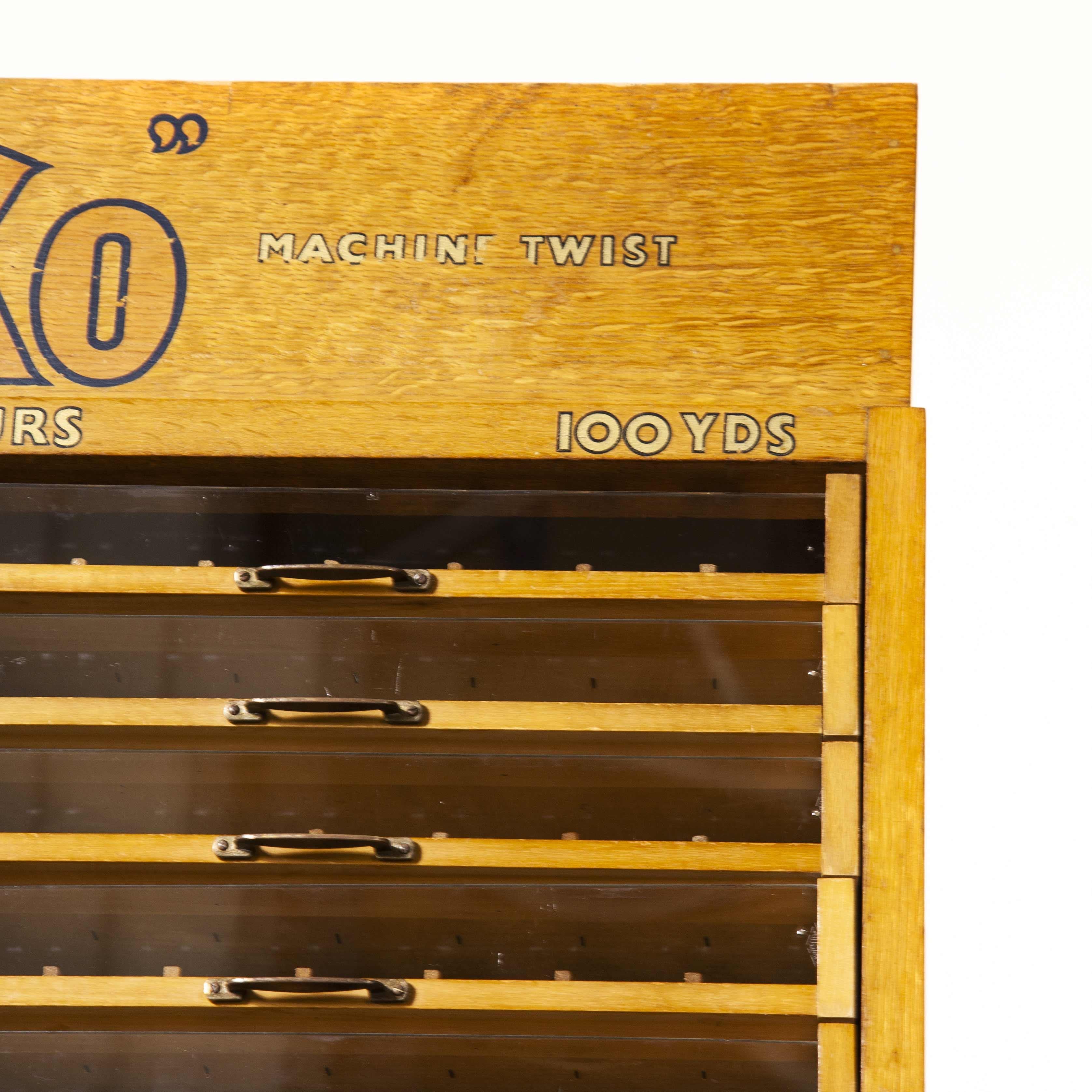 1950s Glass Fronted Sylko Cotton Reel Haberdashery Storage, Fifty Drawers 4