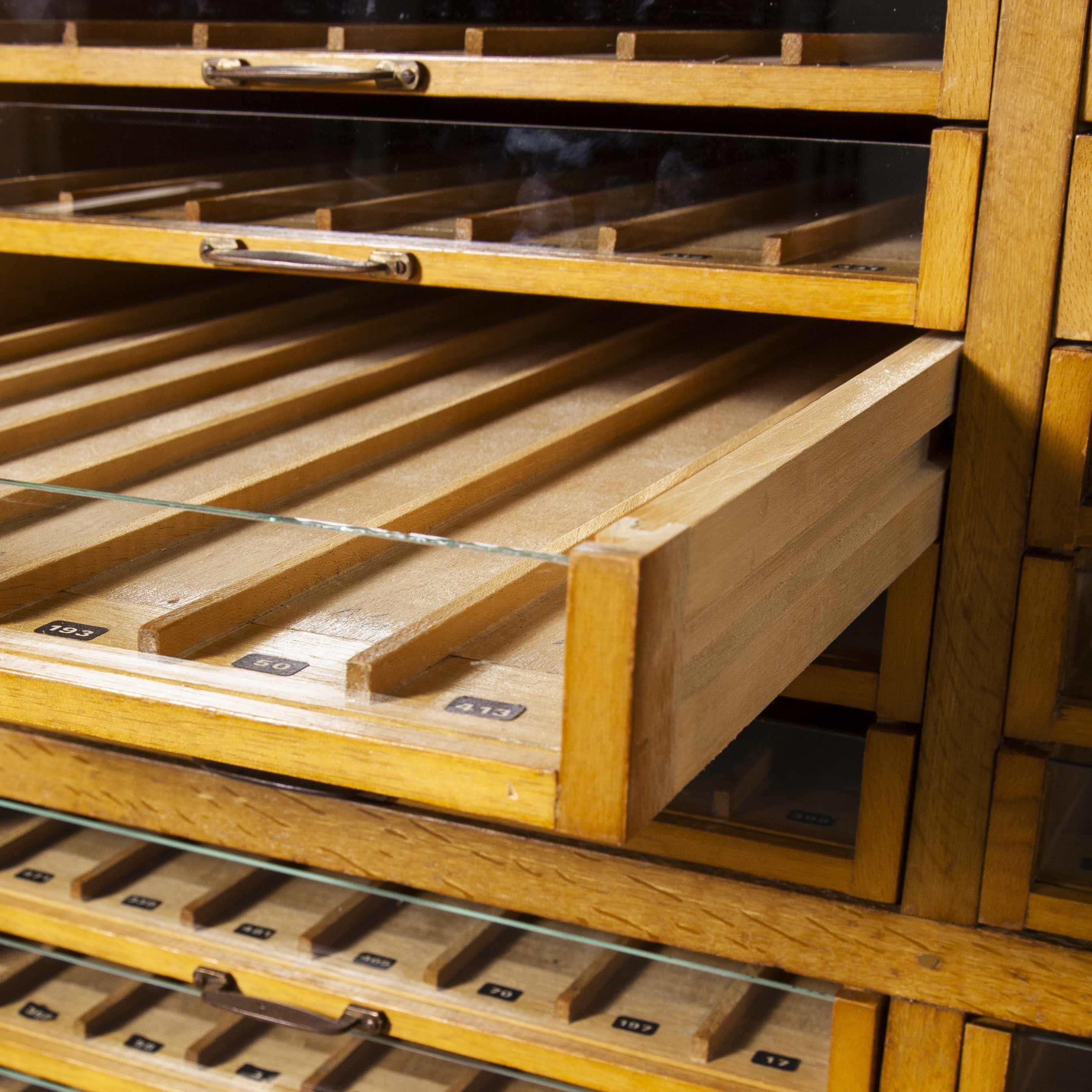 1950s Glass Fronted Sylko Cotton Reel Haberdashery Storage, Fifty Drawers In Good Condition In Hook, Hampshire