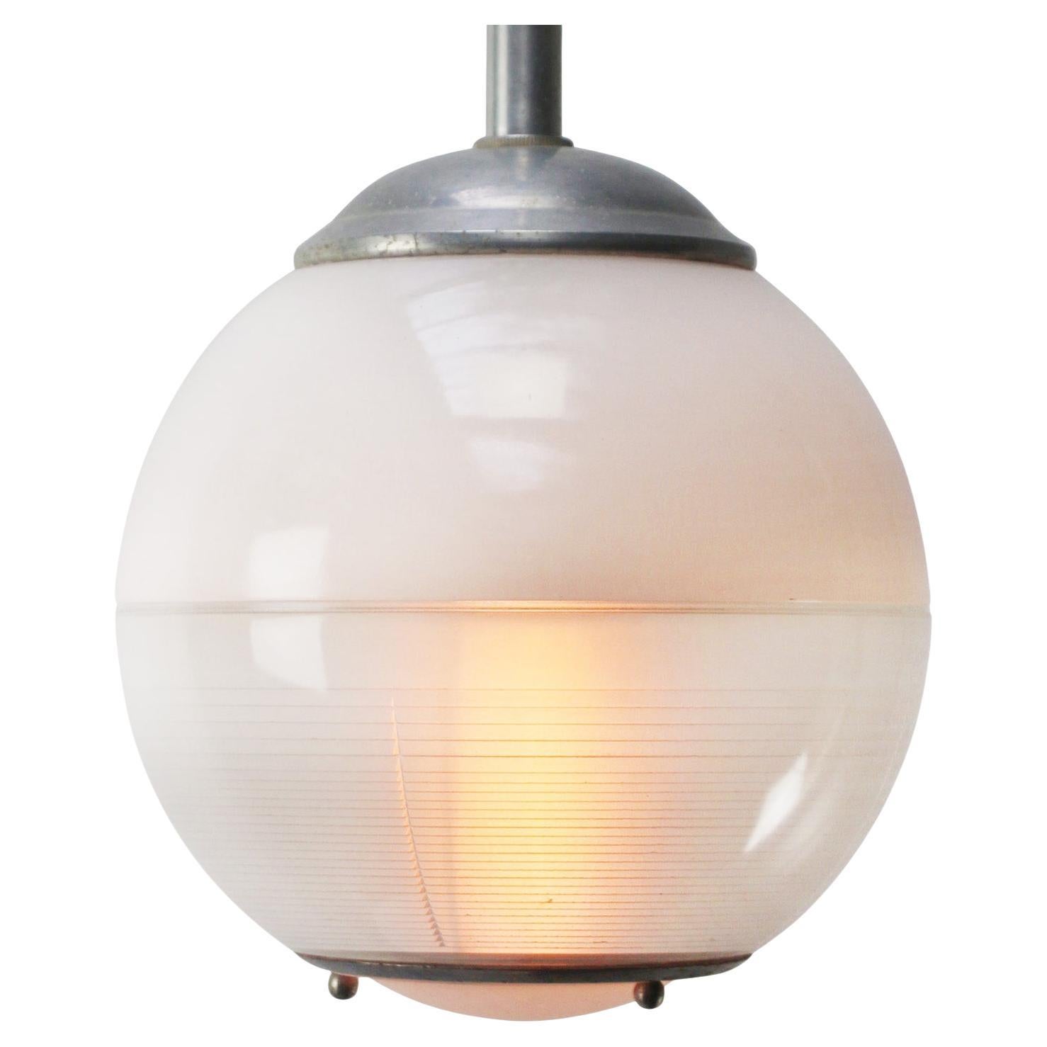 1950s Glass Globe Pendants by Holophane, Paris, France For Sale