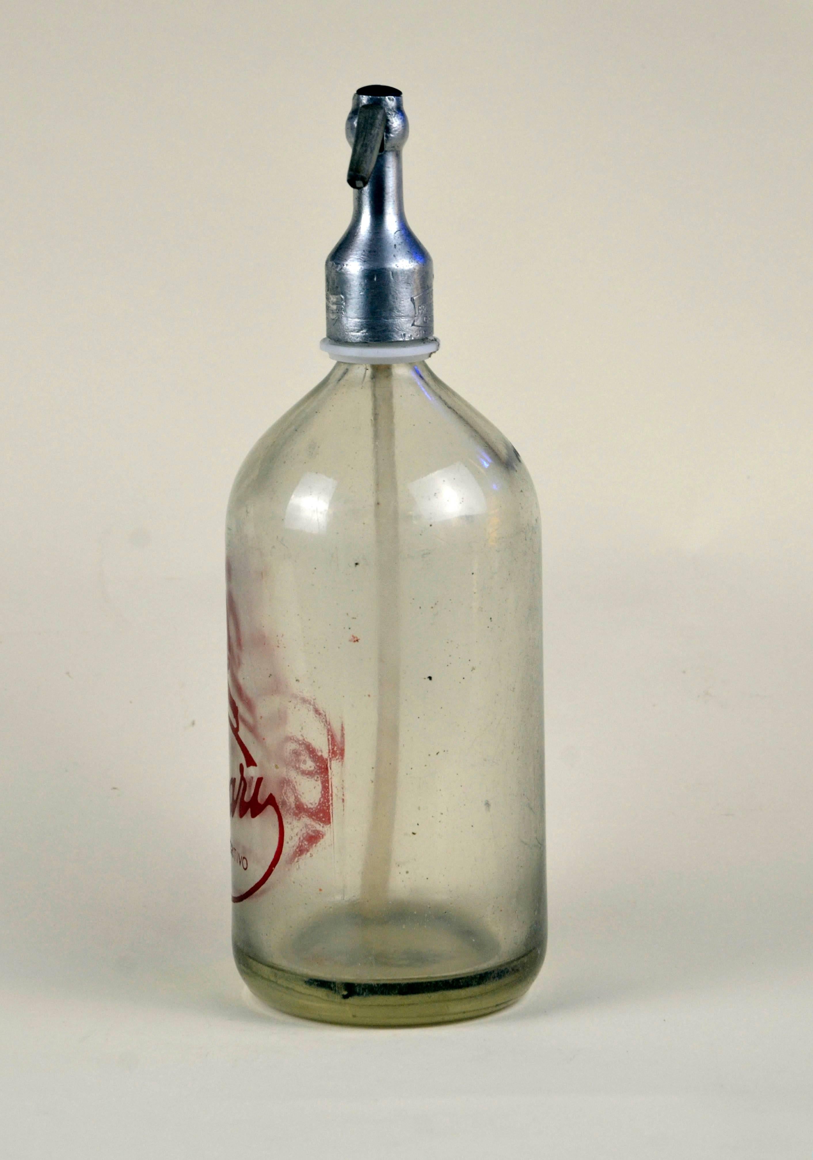 1950s Glass Italian Soda Syphon Seltzer Bitter Campari Bar Bottle 2