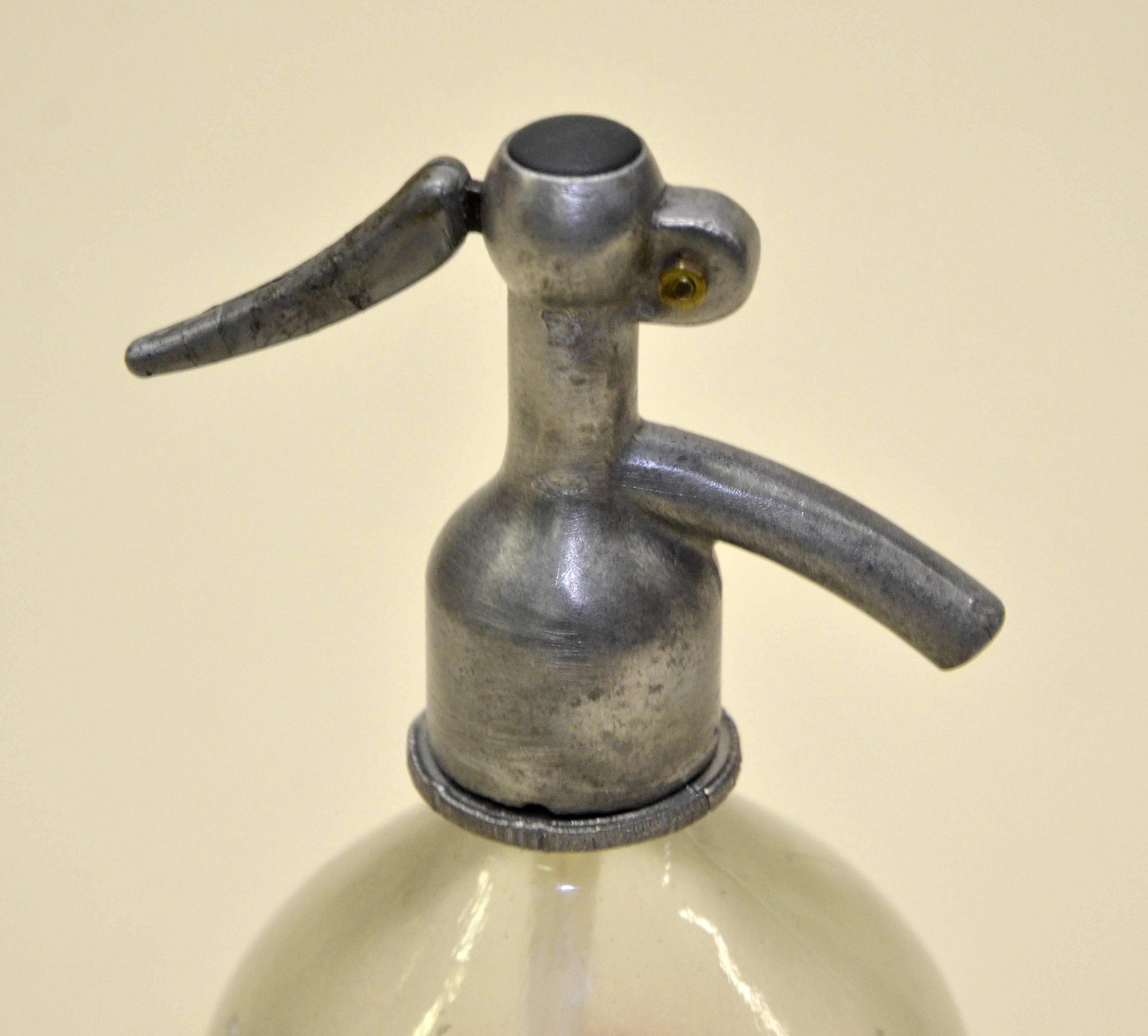 Mid-Century Modern 1950s Glass Italian Soda Syphon Seltzer Campari Soda Bar Bottle