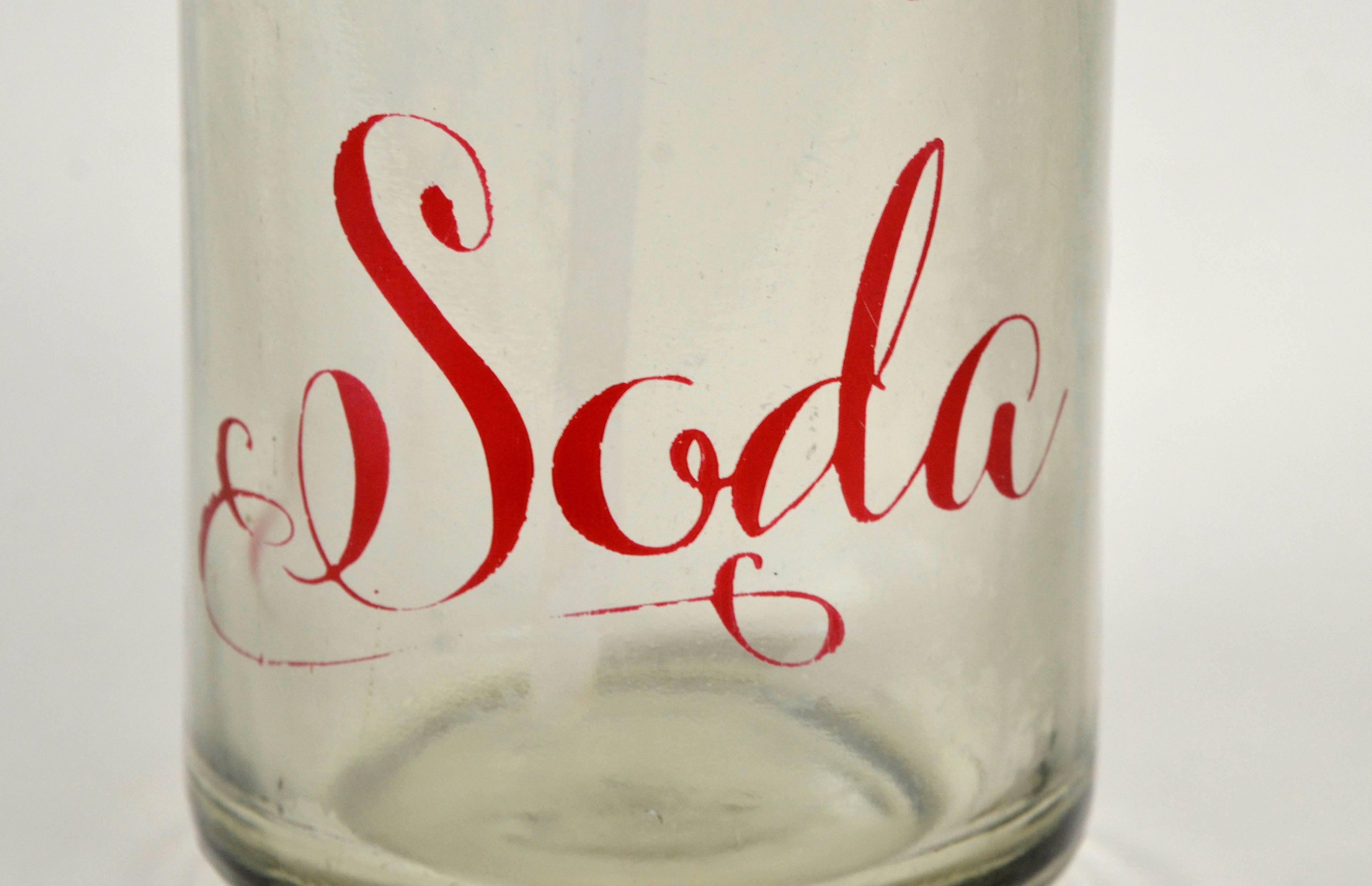 1950s Glass Italian Soda Syphon Seltzer Logo Campari Milano Soda Bar Bottle 1