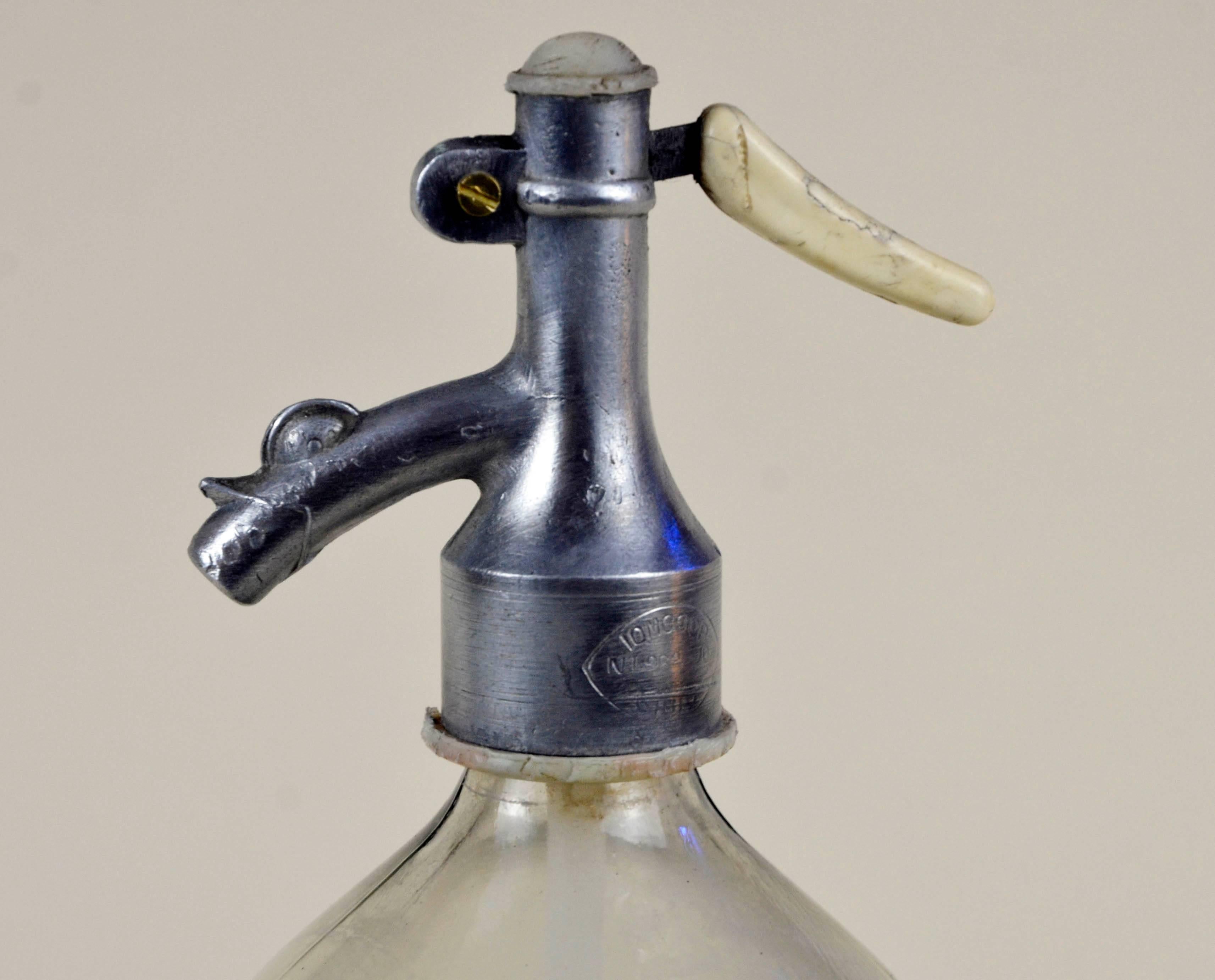 1950s Glass Italian Soda Syphon Seltzer Logo Campari Milano Soda Bar Bottle 2