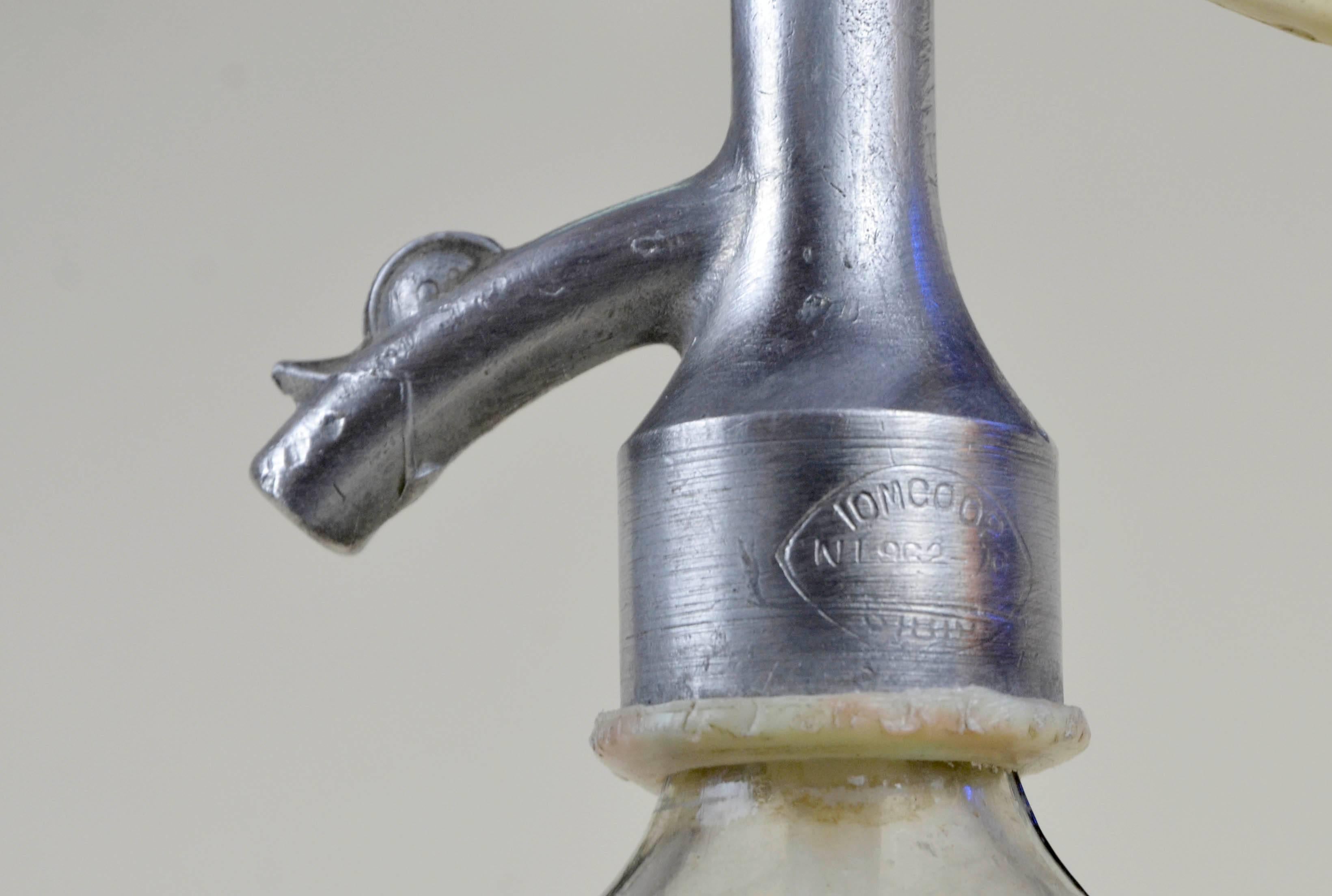 1950s Glass Italian Soda Syphon Seltzer Logo Campari Milano Soda Bar Bottle 3