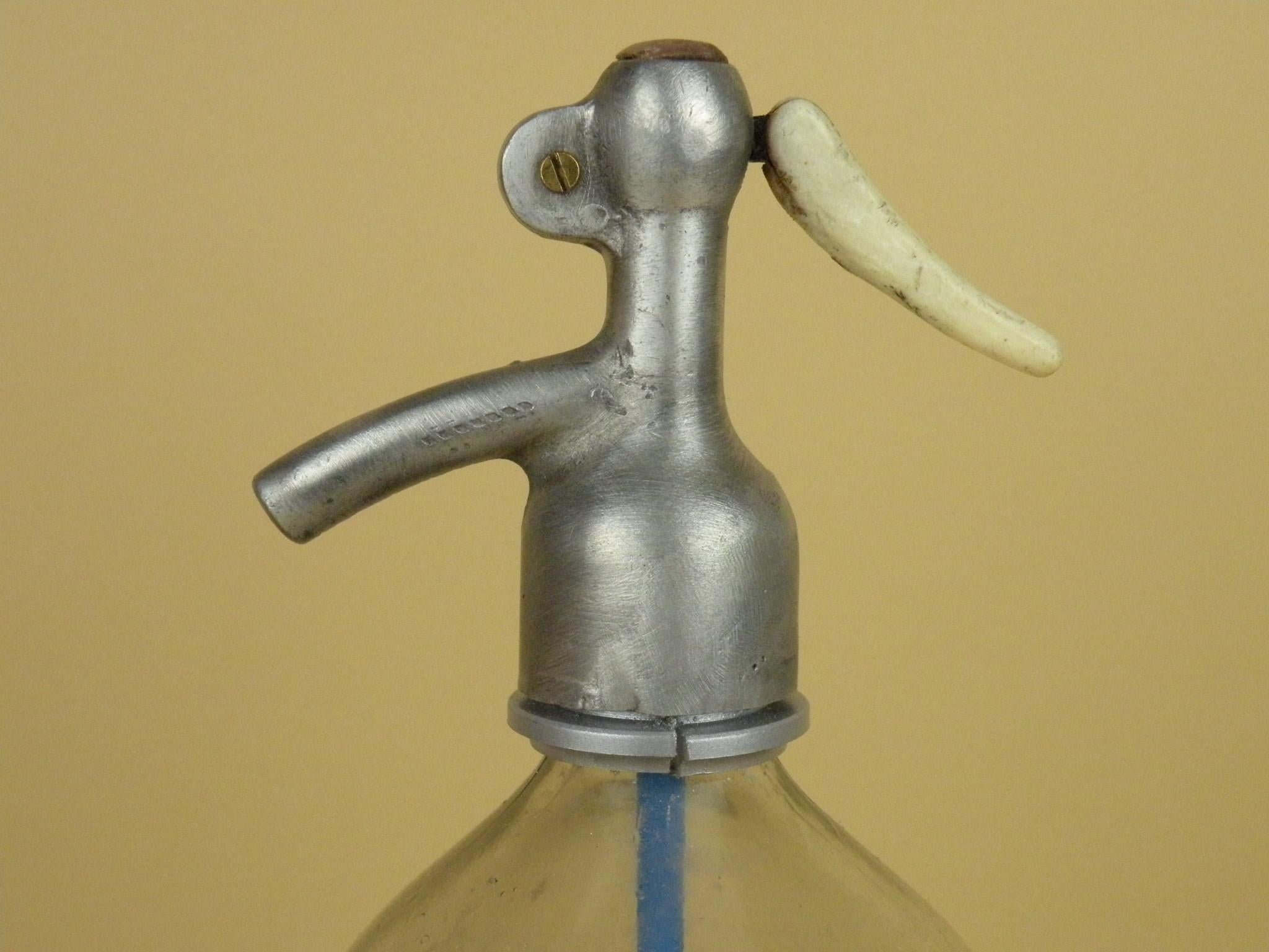Mid-20th Century 1950s Glass Italian Vintage Soda Syphon Seltzer Bitter Campari Milano Bar Bottle For Sale