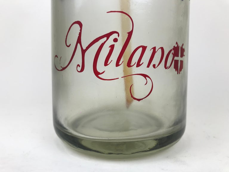 1950s Glass Italian Vintage Soda Syphon Seltzer Bitter Campari Milano Bar Bottle For Sale 1