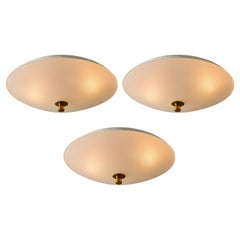 Plafonnier en verre et métal des années 1950 attribué à Oscar Torlasco pour Lumi