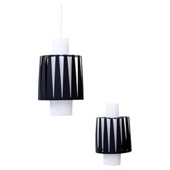 1950s Glass & Metal Pendant Lamps by ASEA, Sweden