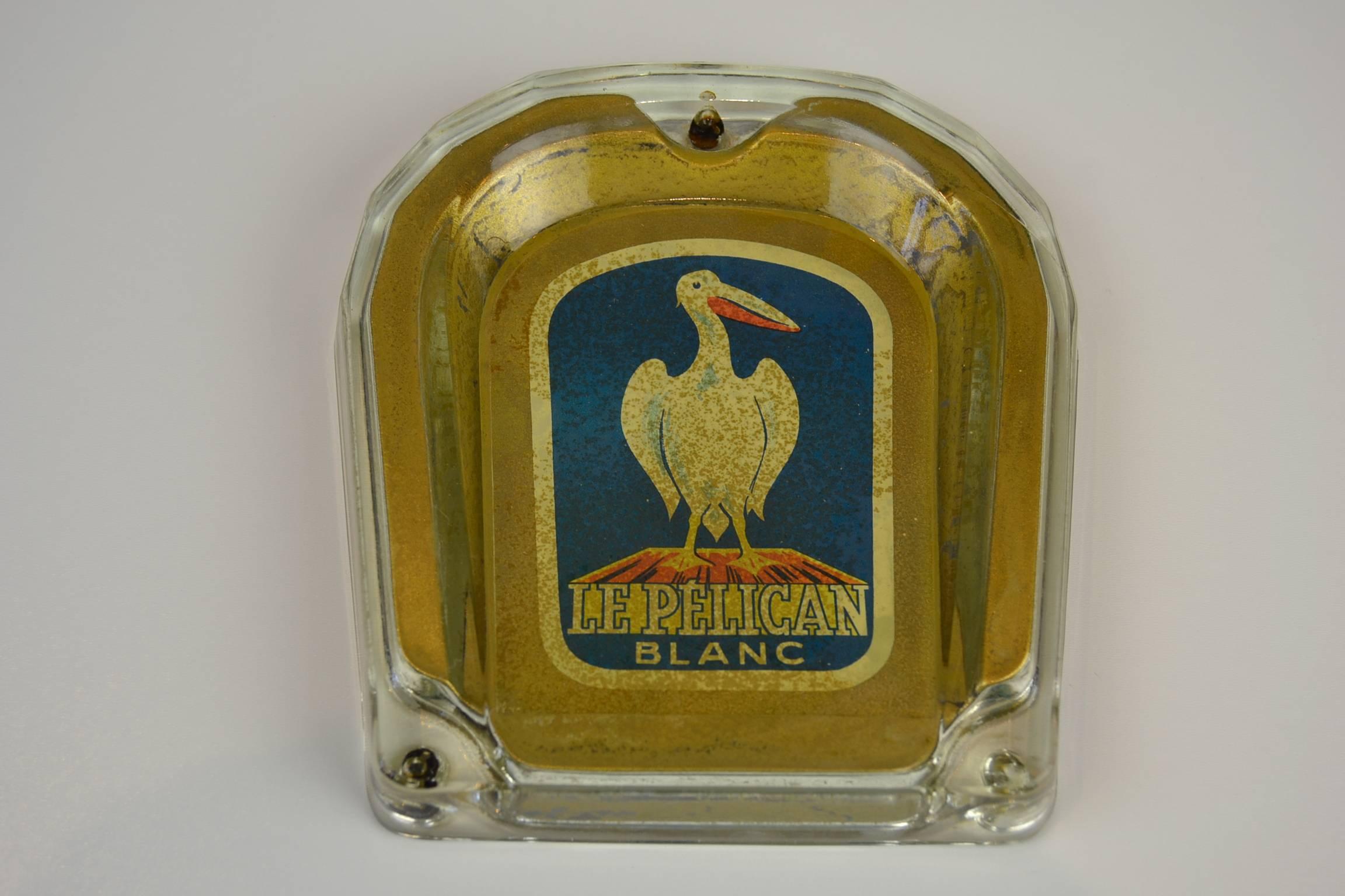 Pelican Blanc Glass Money Valve with Pelican Bird, Switzerland, 1950s For Sale 4