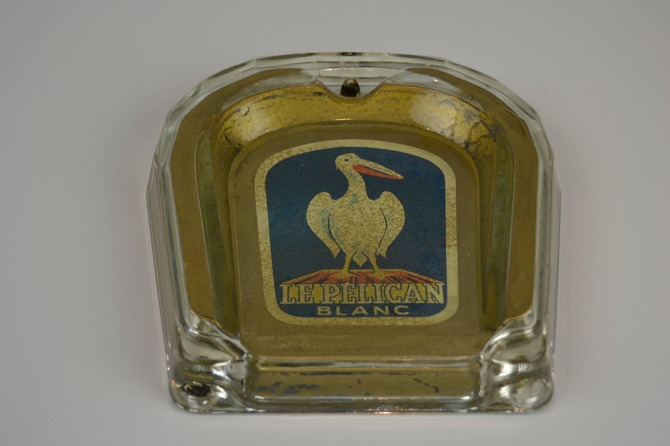 Mid-Century Modern Pelican Blanc Glass Money Valve with Pelican Bird, Switzerland, 1950s For Sale