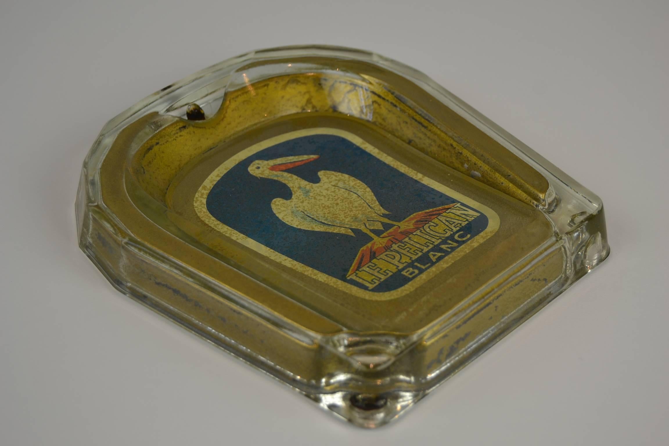 Swiss Pelican Blanc Glass Money Valve with Pelican Bird, Switzerland, 1950s For Sale