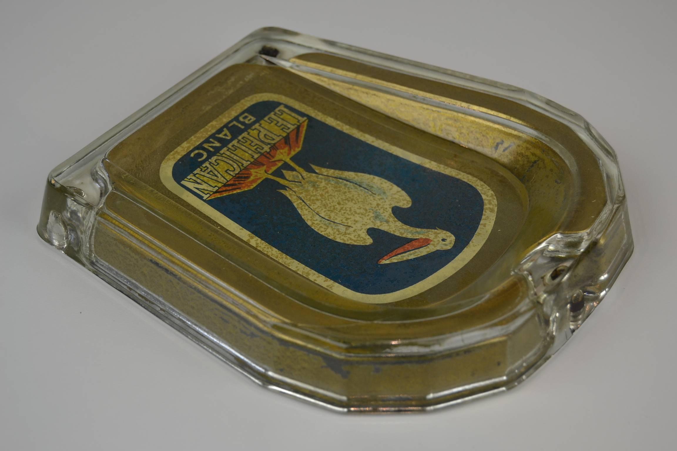20th Century Pelican Blanc Glass Money Valve with Pelican Bird, Switzerland, 1950s For Sale