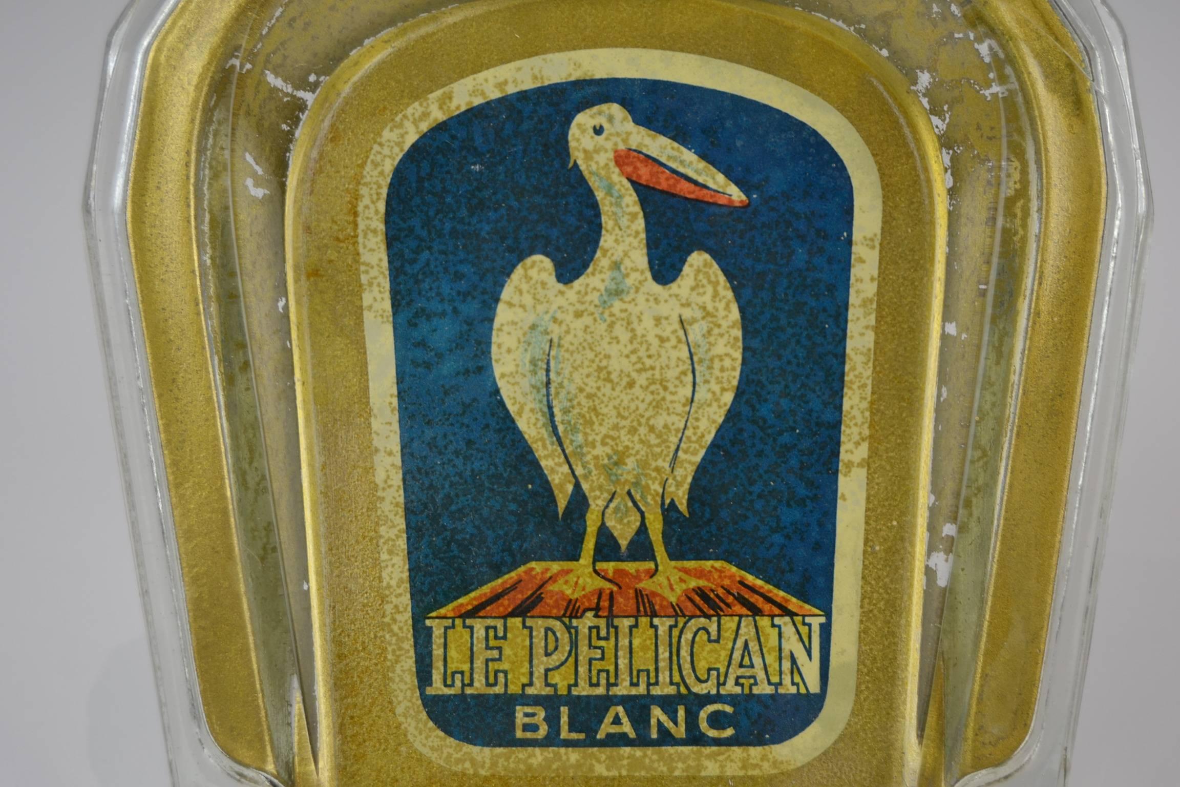 Pelican Blanc Glass Money Valve with Pelican Bird, Switzerland, 1950s For Sale 2