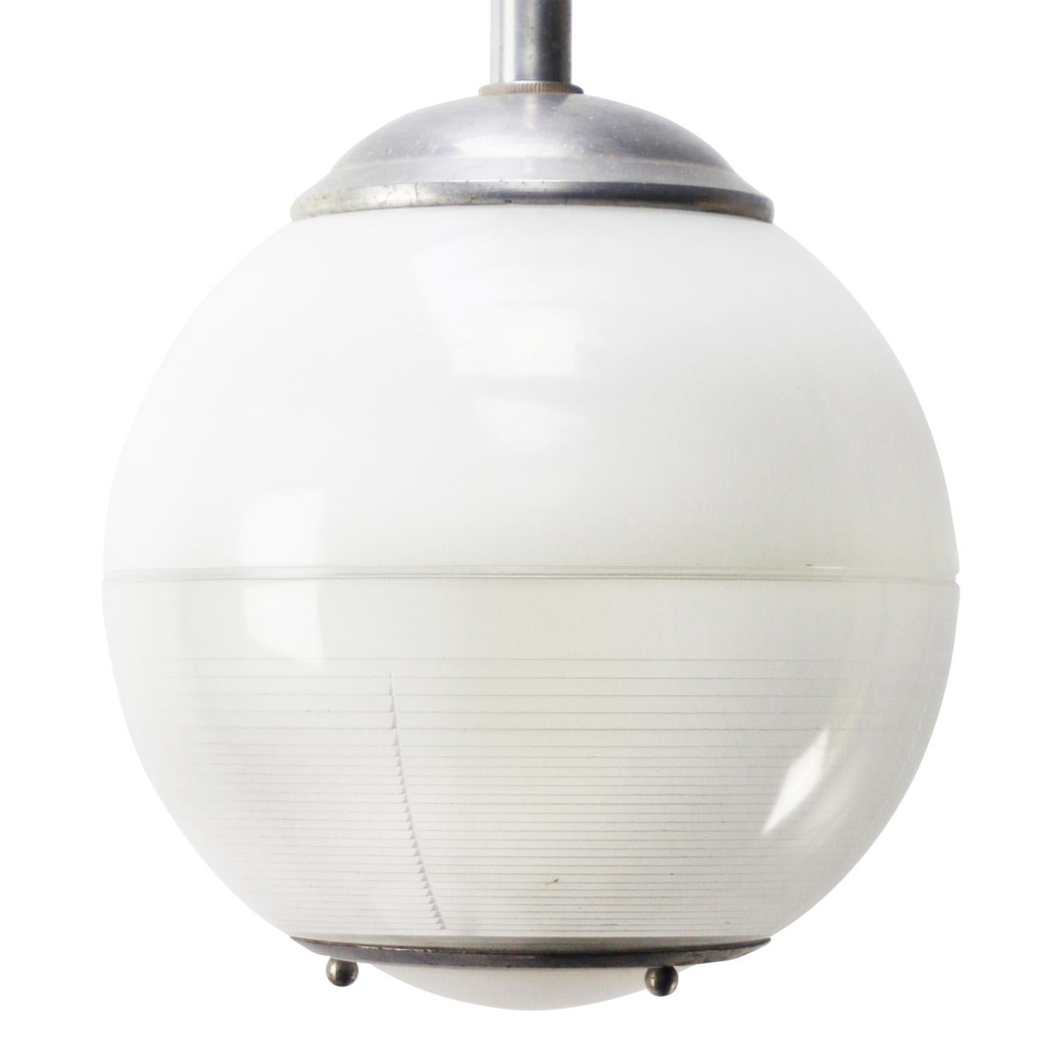 1950s Glass Pendant Globe by Holophane, Paris, France.

Weight: 3.80 kg / 8.4 lb

Priced per individual item. All lamps have been made suitable by international standards for incandescent light bulbs, energy-efficient and LED bulbs. E26/E27 bulb