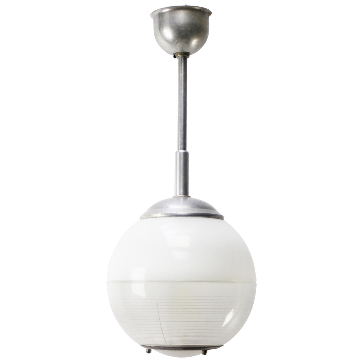 French 1950s Glass Globe Pendants by Holophane, Paris, France For Sale