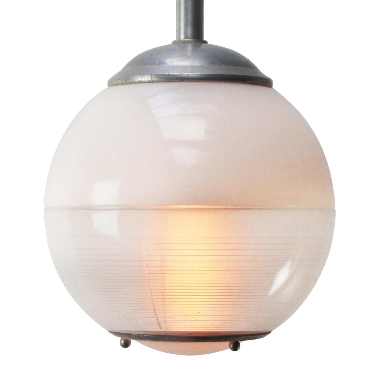 1950s Glass Globe Pendants by Holophane, Paris, France In Good Condition For Sale In Amsterdam, NL