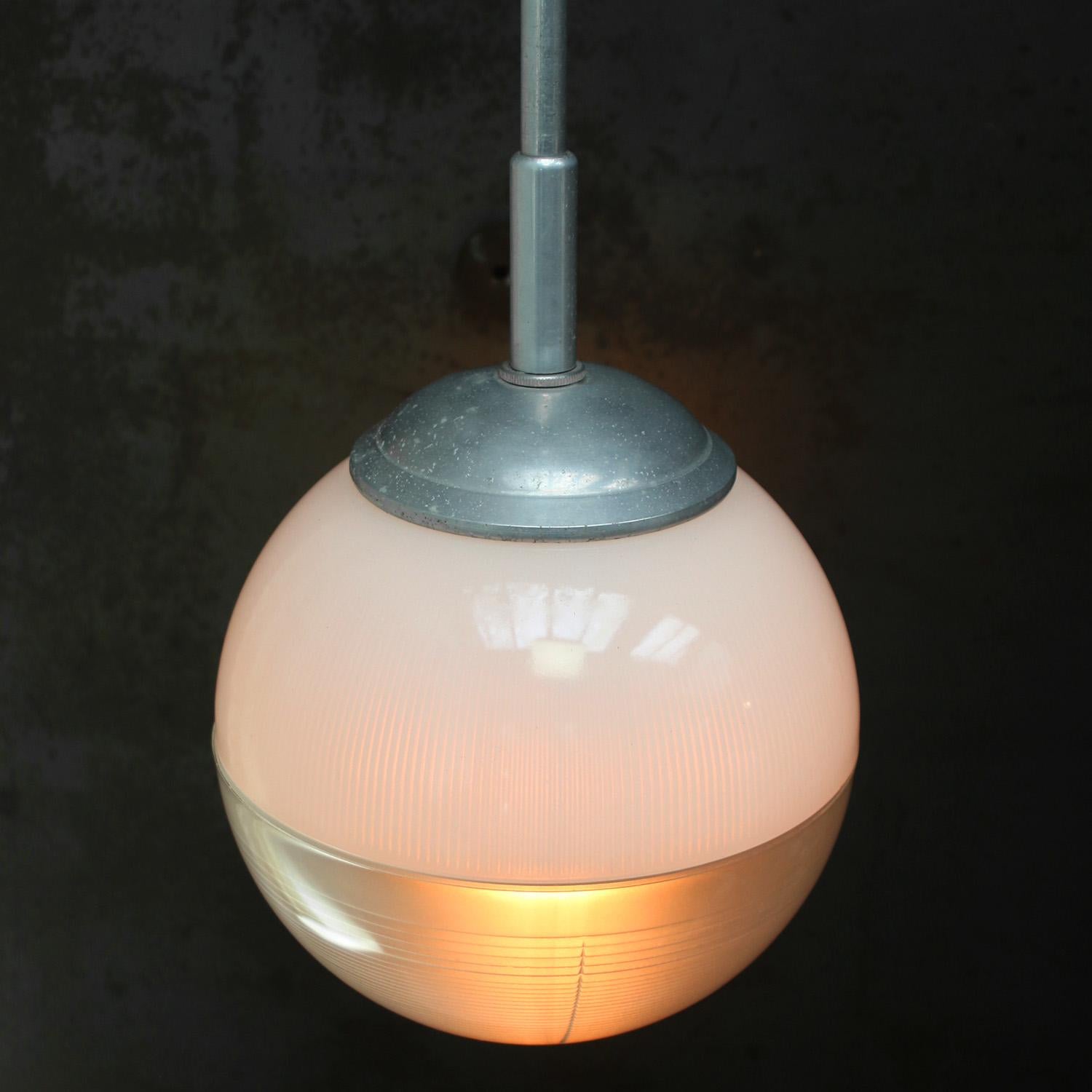 20th Century 1950s Glass Globe Pendants by Holophane, Paris, France For Sale