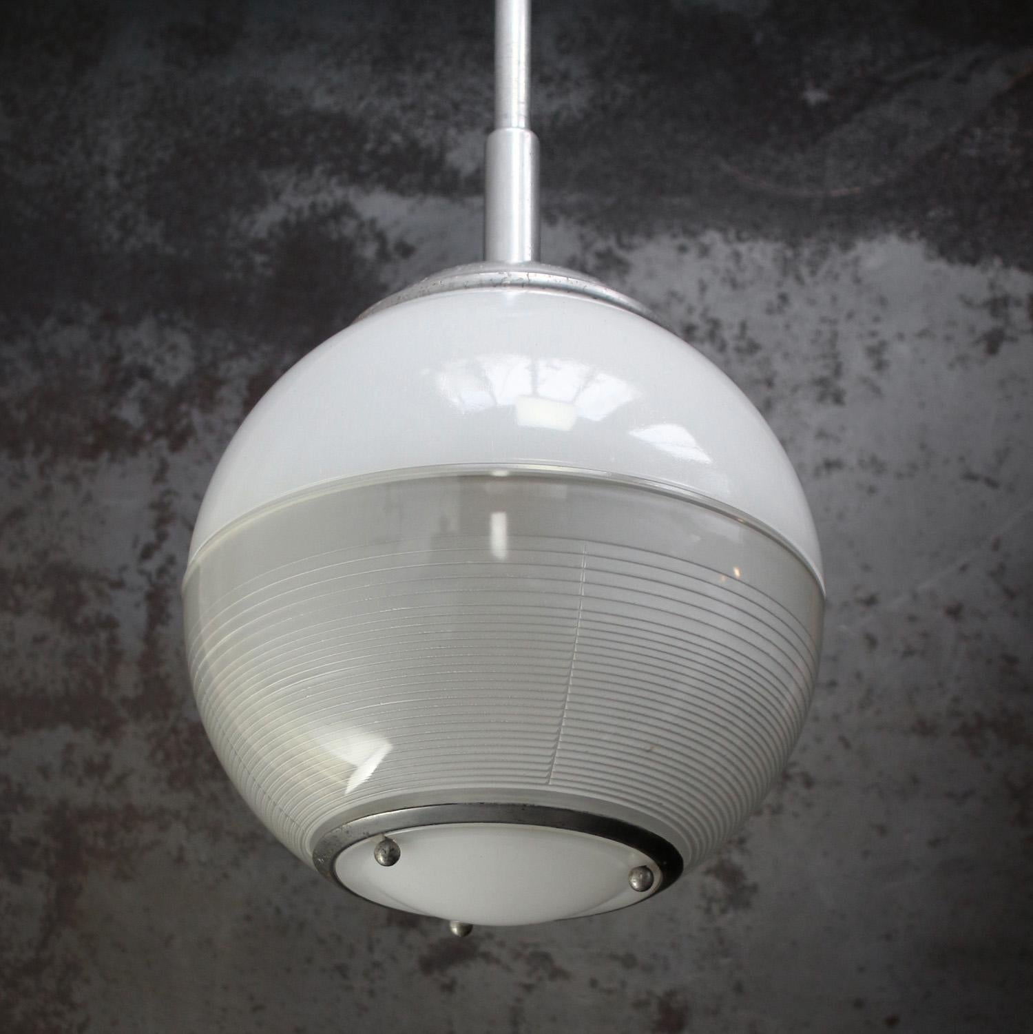 1950s Glass Globe Pendants by Holophane, Paris, France For Sale 1