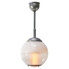 1950s Glass Globe Pendants by Holophane, Paris, France
