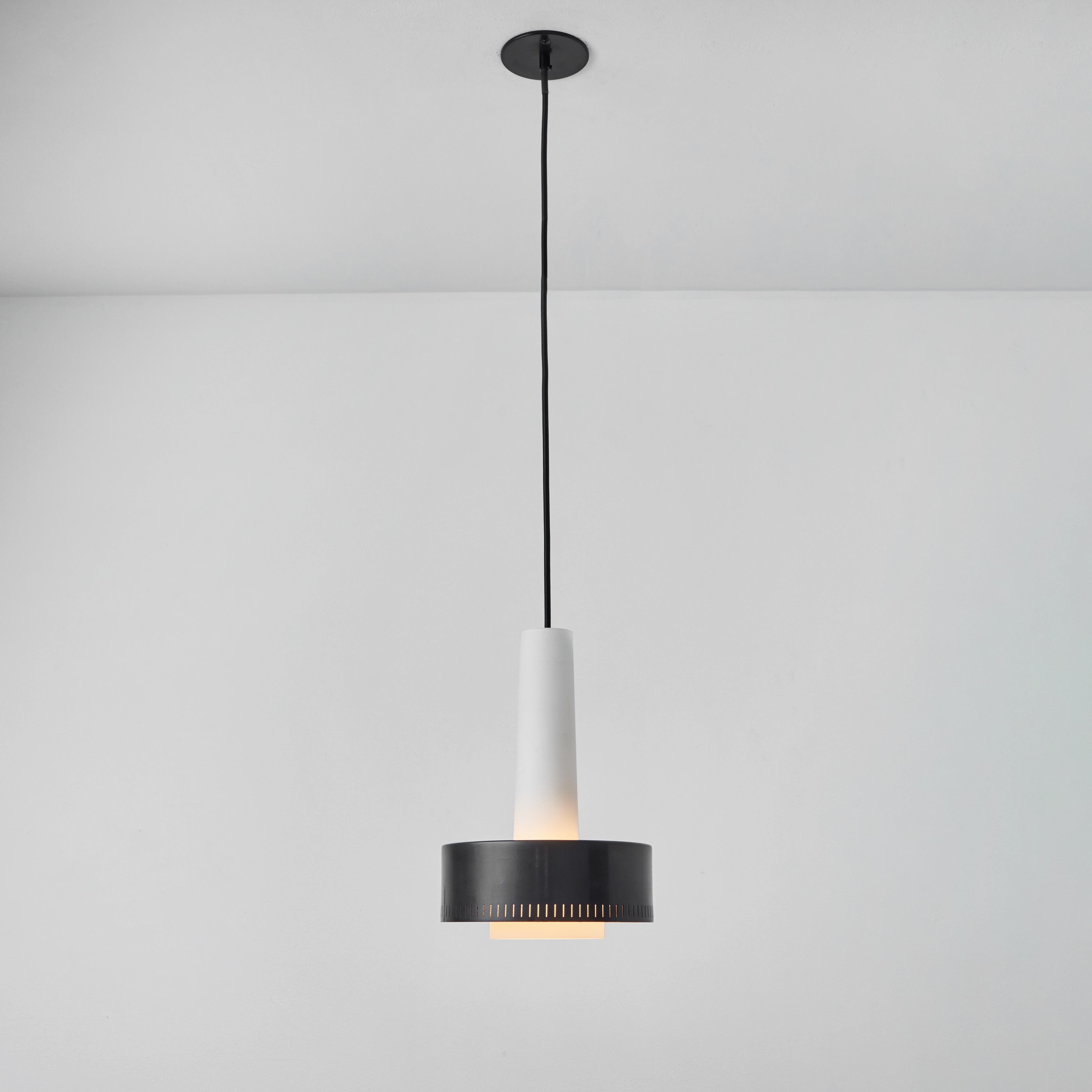 Painted 1950s Glass & Perforated Metal Pendant Attributed to Bruno Gatta for Stilnovo