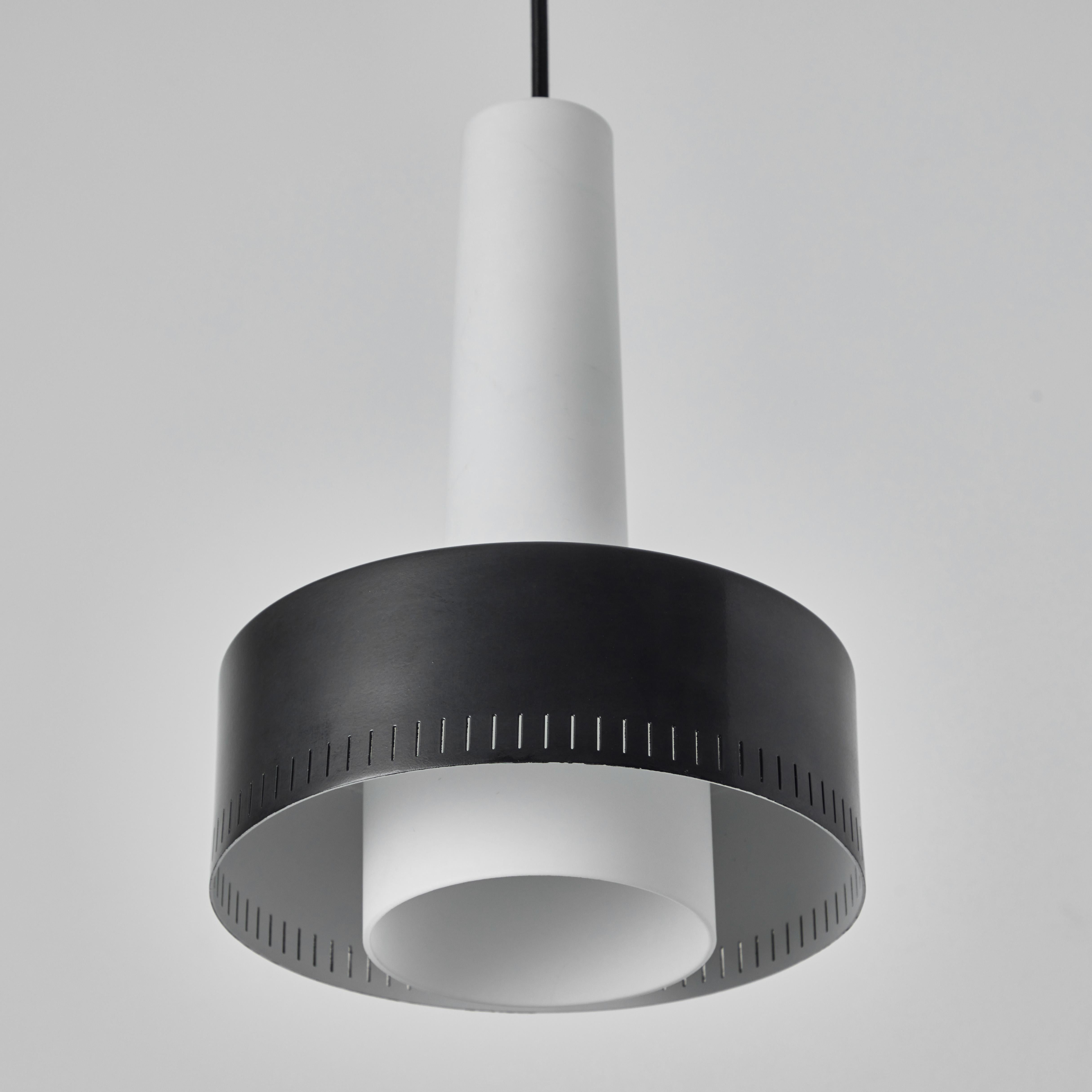 Mid-20th Century 1950s Glass & Perforated Metal Pendant Attributed to Bruno Gatta for Stilnovo