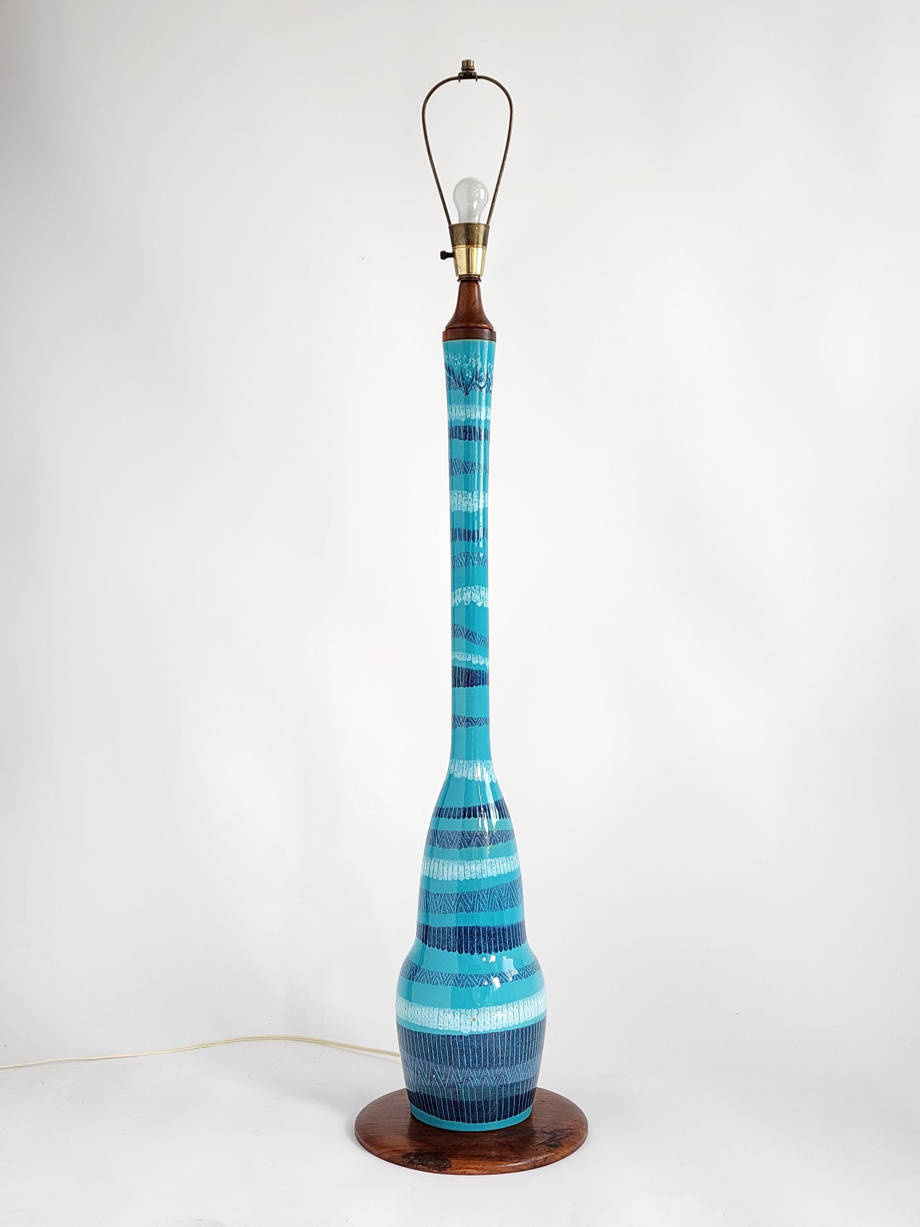 Mid-Century Modern 1950s Glazed Ceramic Floor Lamp, Italy For Sale