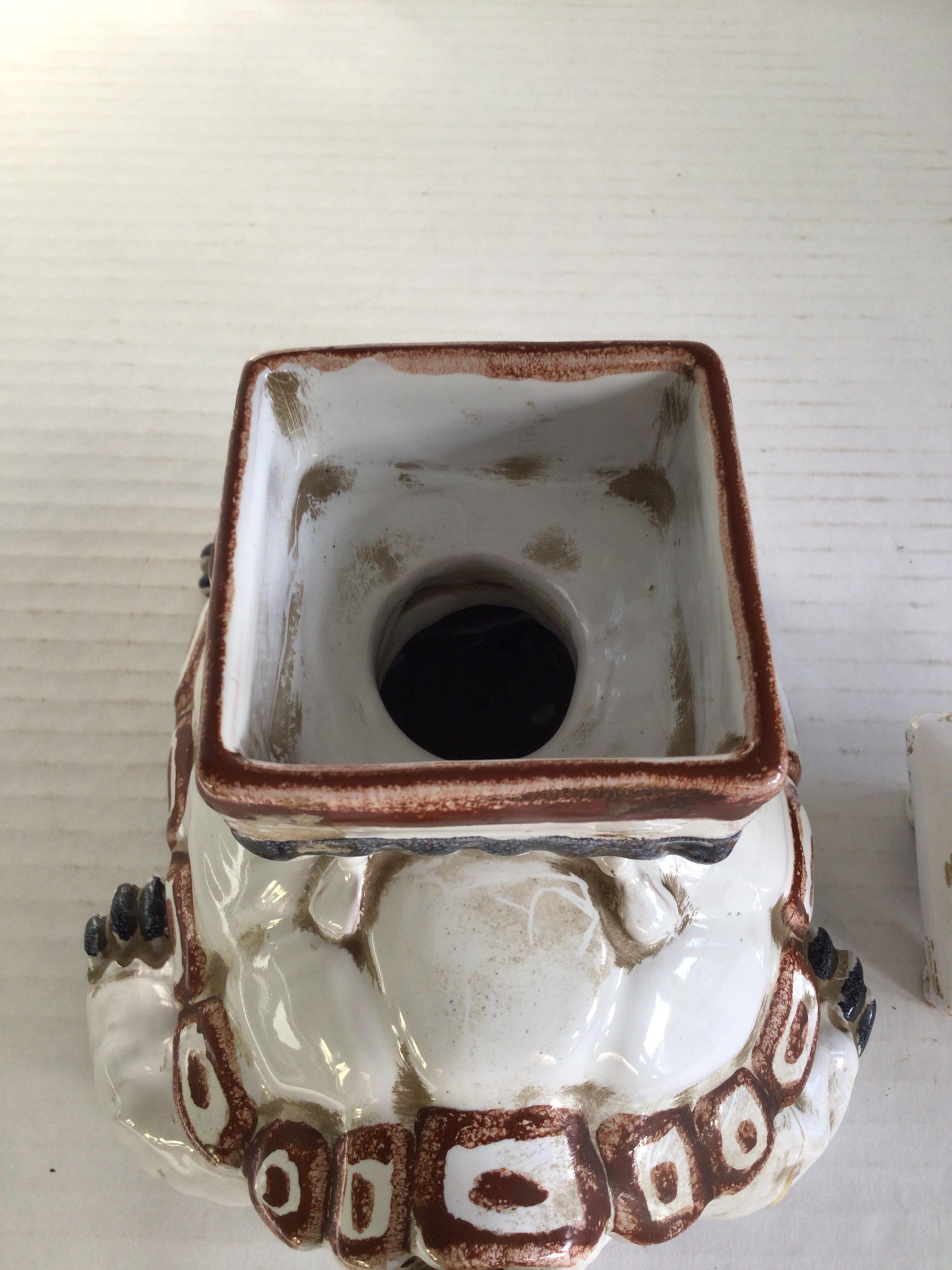 1950s Glazed Ceramic Obelisk with Turtle Base For Sale 3