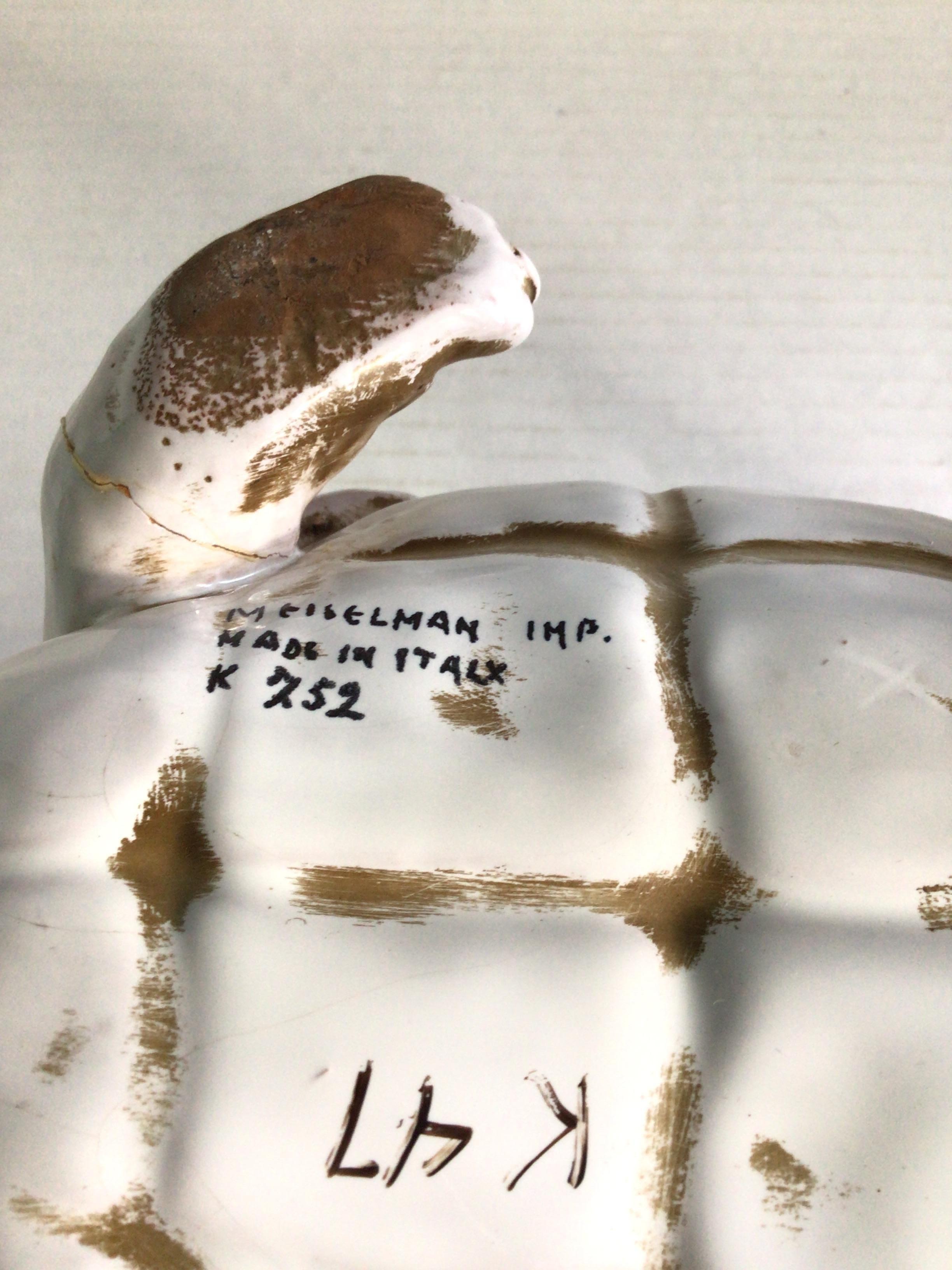 1950s Glazed Ceramic Obelisk with Turtle Base For Sale 4