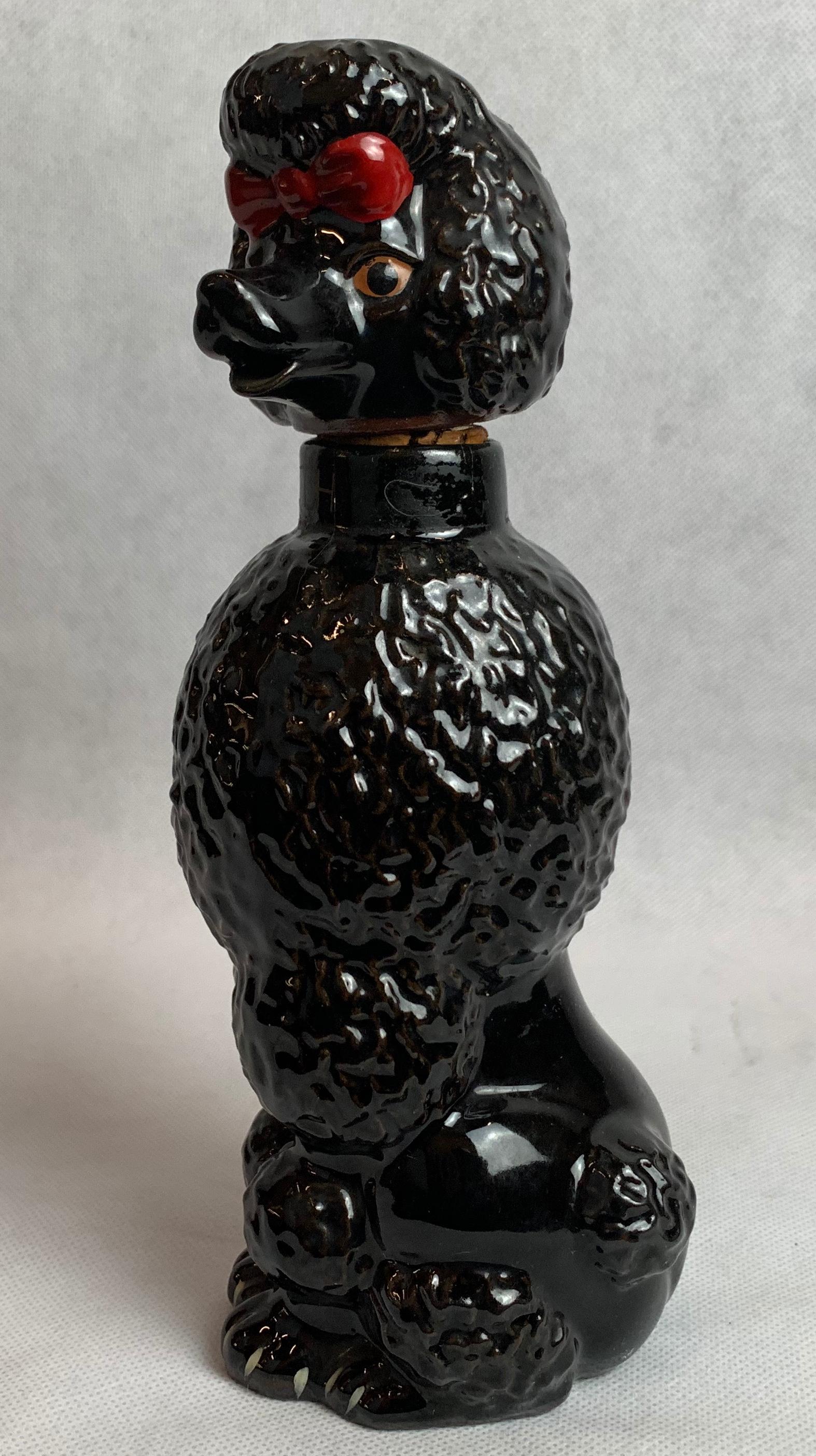 Japanese Scotch Decanter in the Form of The Iconic 1950's  Black Poodle with Red Bow