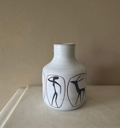 Vase aus glasiertem Keramikgefäß aus den 1950er Jahren