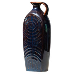 Vintage 1950's Glazed Mid-Night Bleu And Brown Rörstrand Pitcher by Carl Harry Stalhane