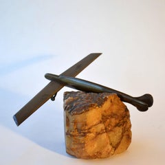 Glider Plane Sculpture in Bronze on Onyx Rock