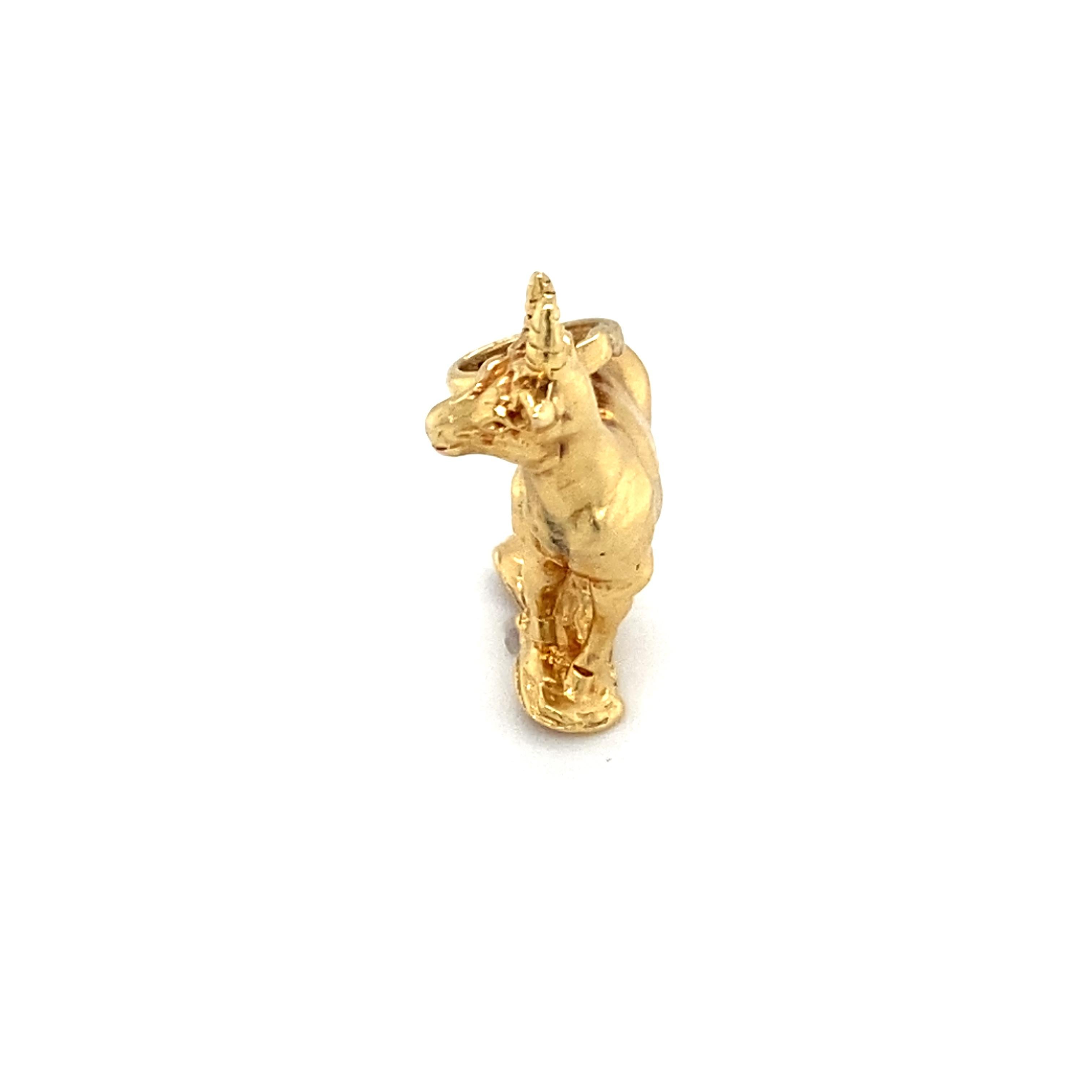 Women's or Men's 1950s Goat Charm set in 18 Karat Yellow Gold  For Sale