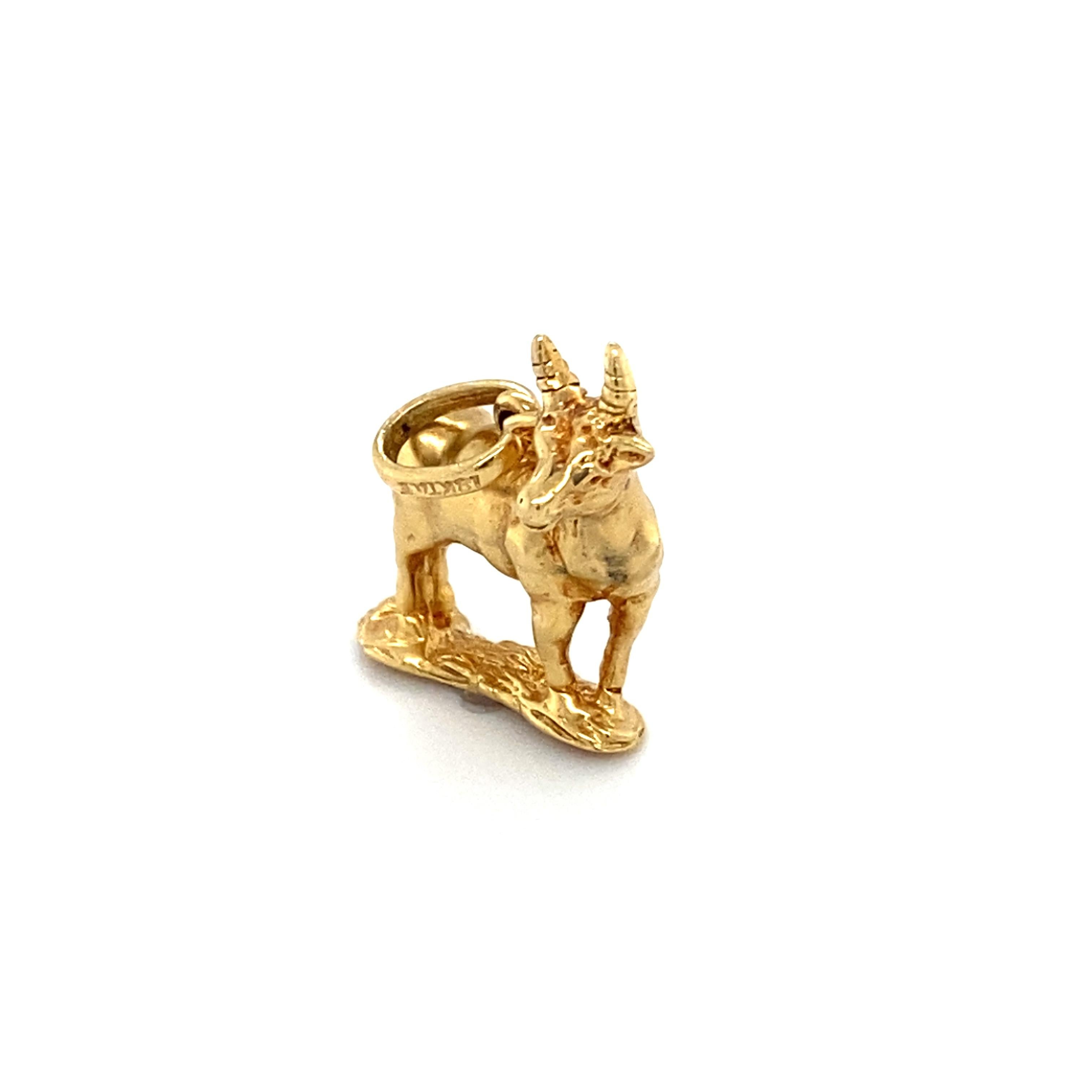 1950s Goat Charm set in 18 Karat Yellow Gold  For Sale 1
