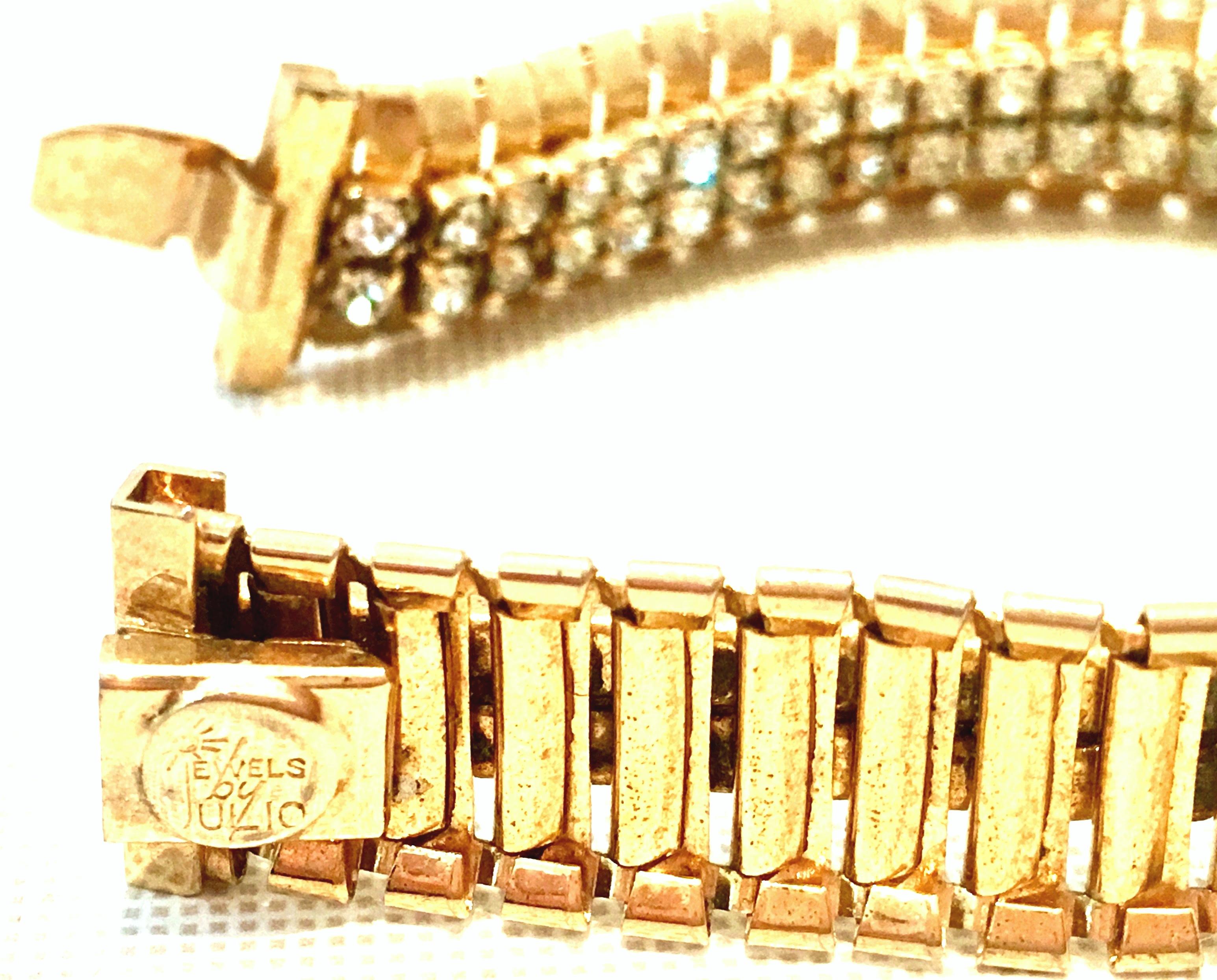 1950'S Gol & Swarovski Crystal Rhinestone Link Bracelet By, Jewels By Julio For Sale 6