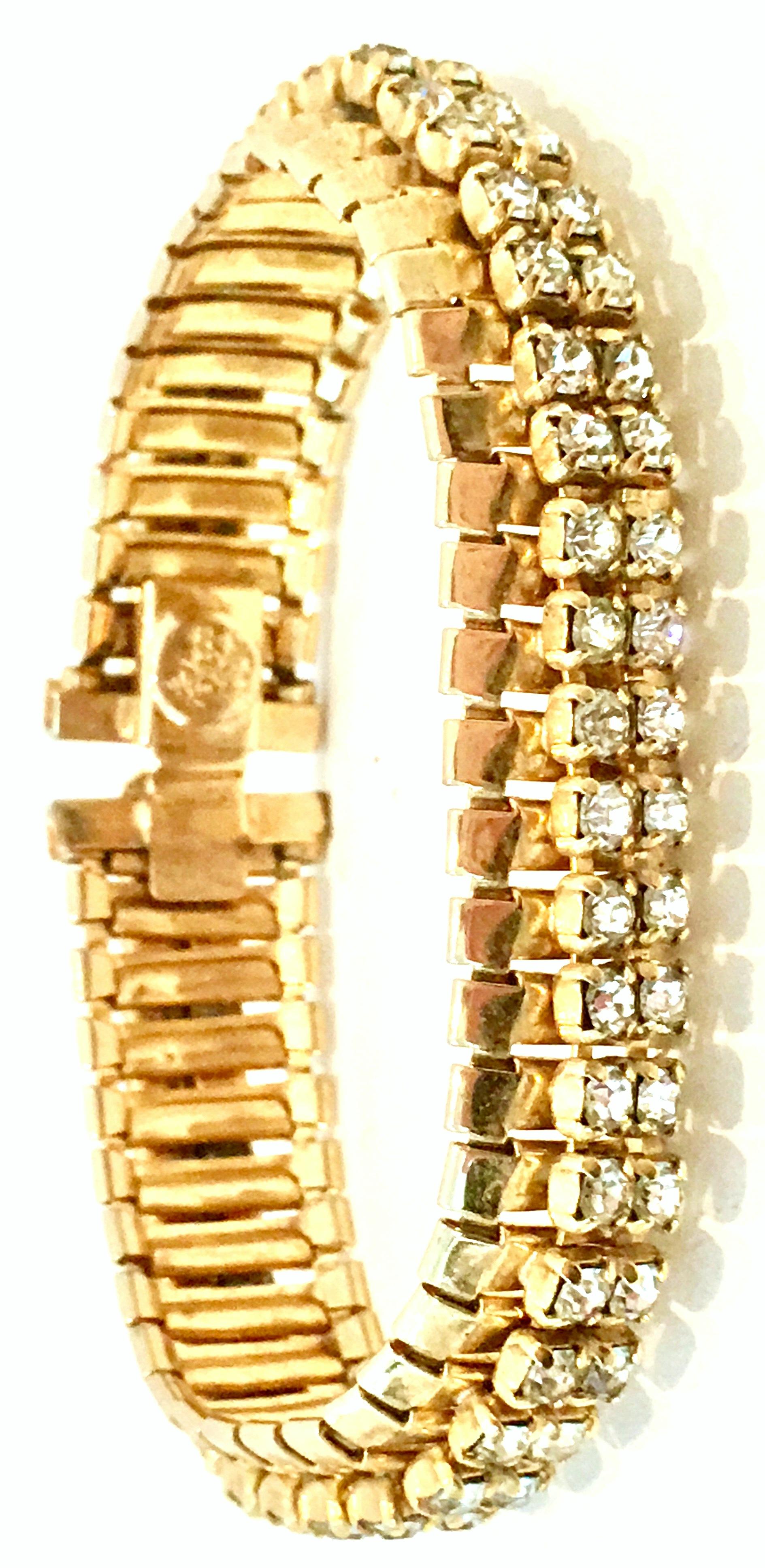 1950'S Gol & Swarovski Crystal Rhinestone Link Bracelet By, Jewels By Julio In Good Condition For Sale In West Palm Beach, FL